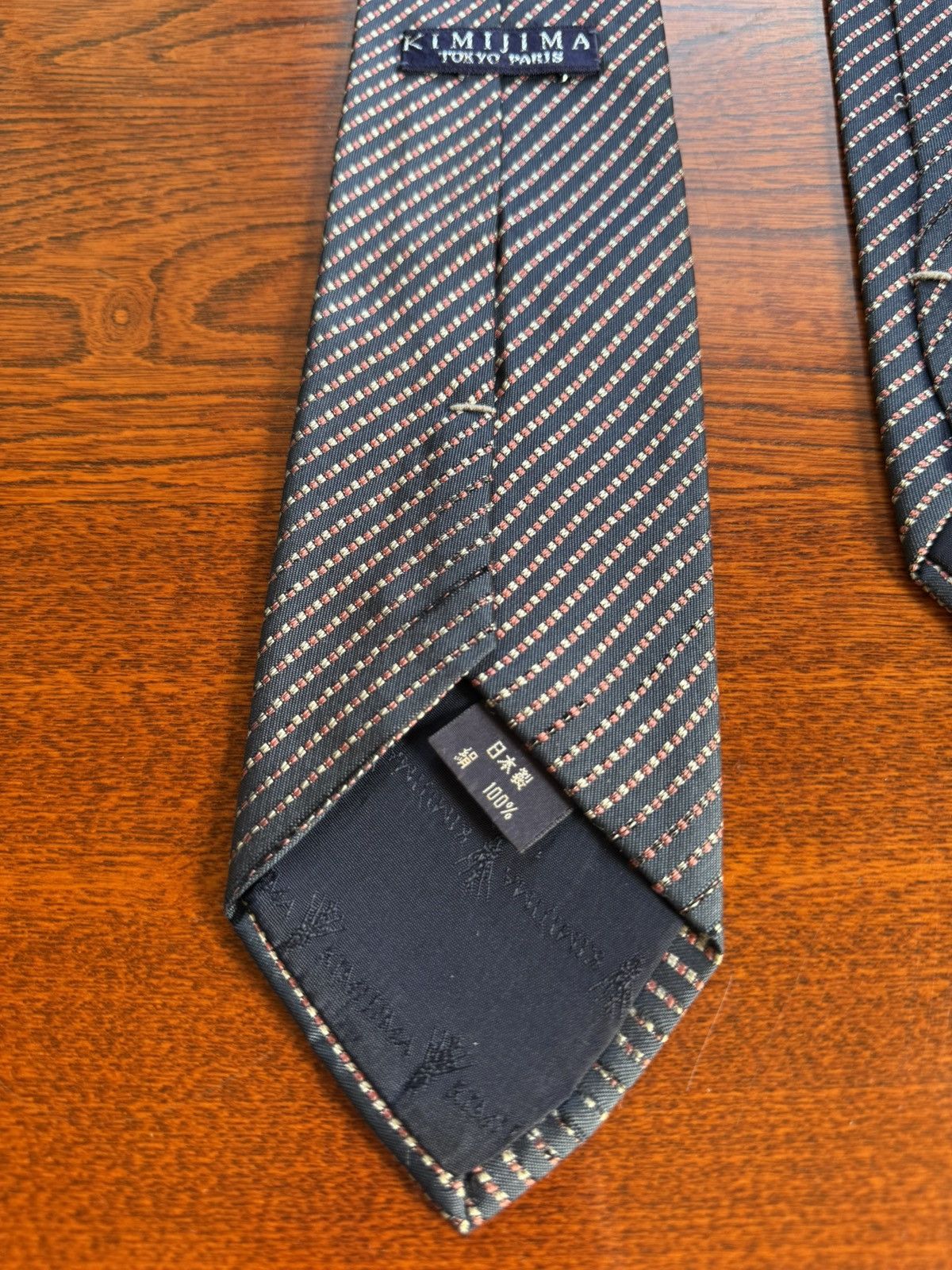 Other KIMIJIMA Tokyo Paris Silk Tie Navy Diagonal Stripe Size ONE SIZE - 5 Thumbnail