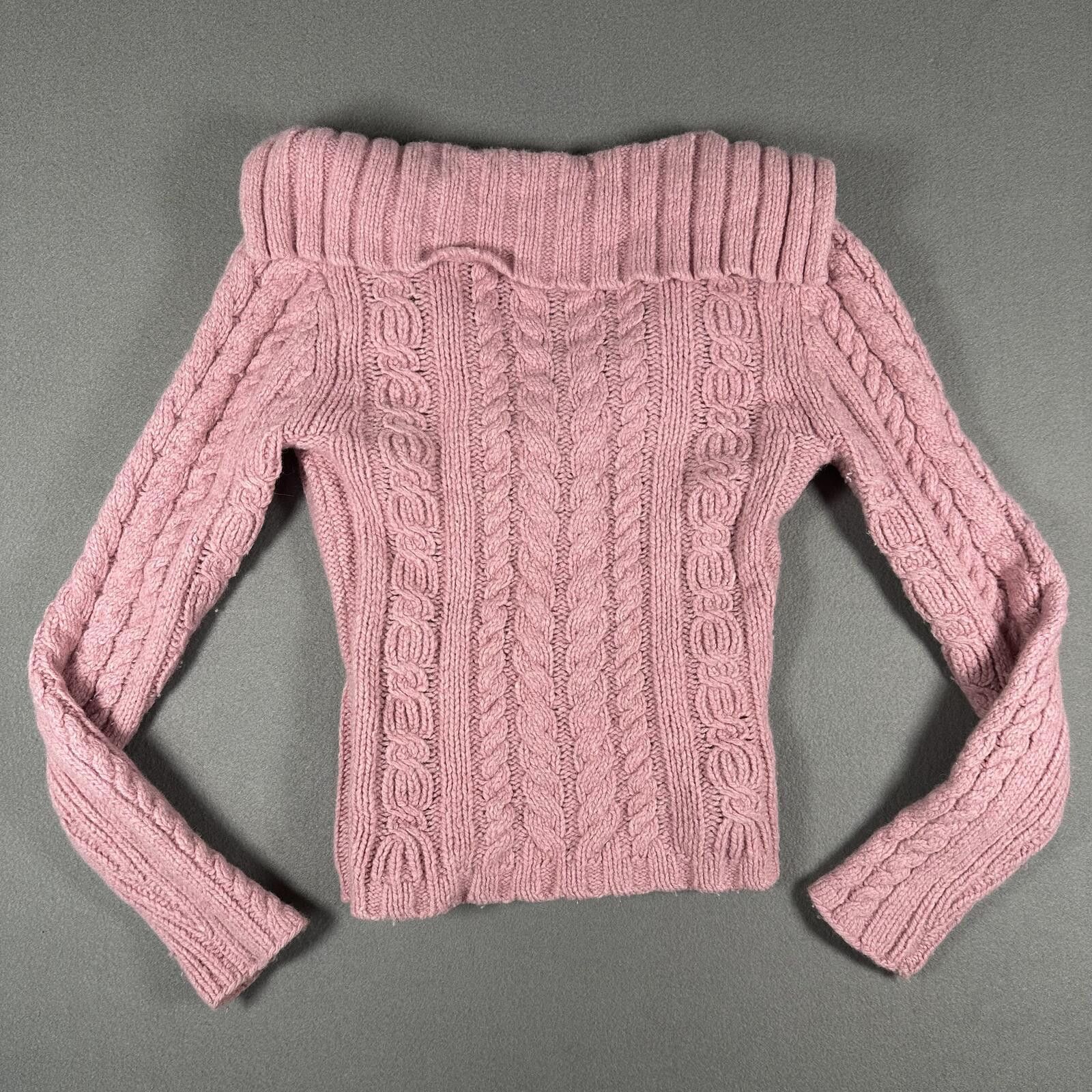 American Eagle Outfitters American Eagle Women’s Sweater Pink Cable Knit Y2K Size S / US 4 / IT 40 - 2 Thumbnail
