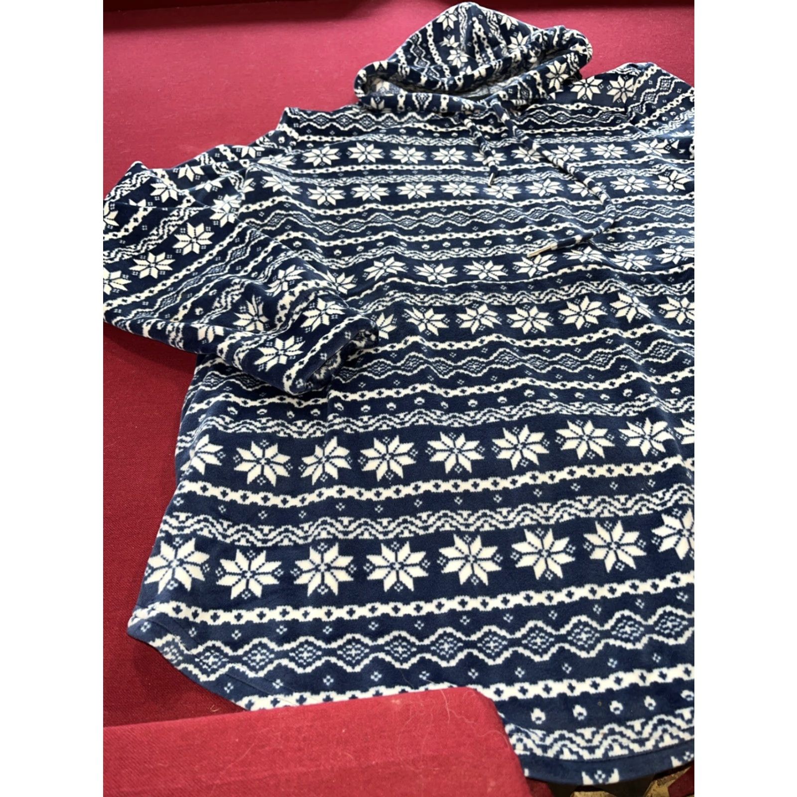 Lands' End Lands’ End Hoodie Women’s XL BLUE white SNOWFLAKE WINTER Fair Isle Big POCKET Size XL / US 12-14 / IT 48-50 - 3 Thumbnail