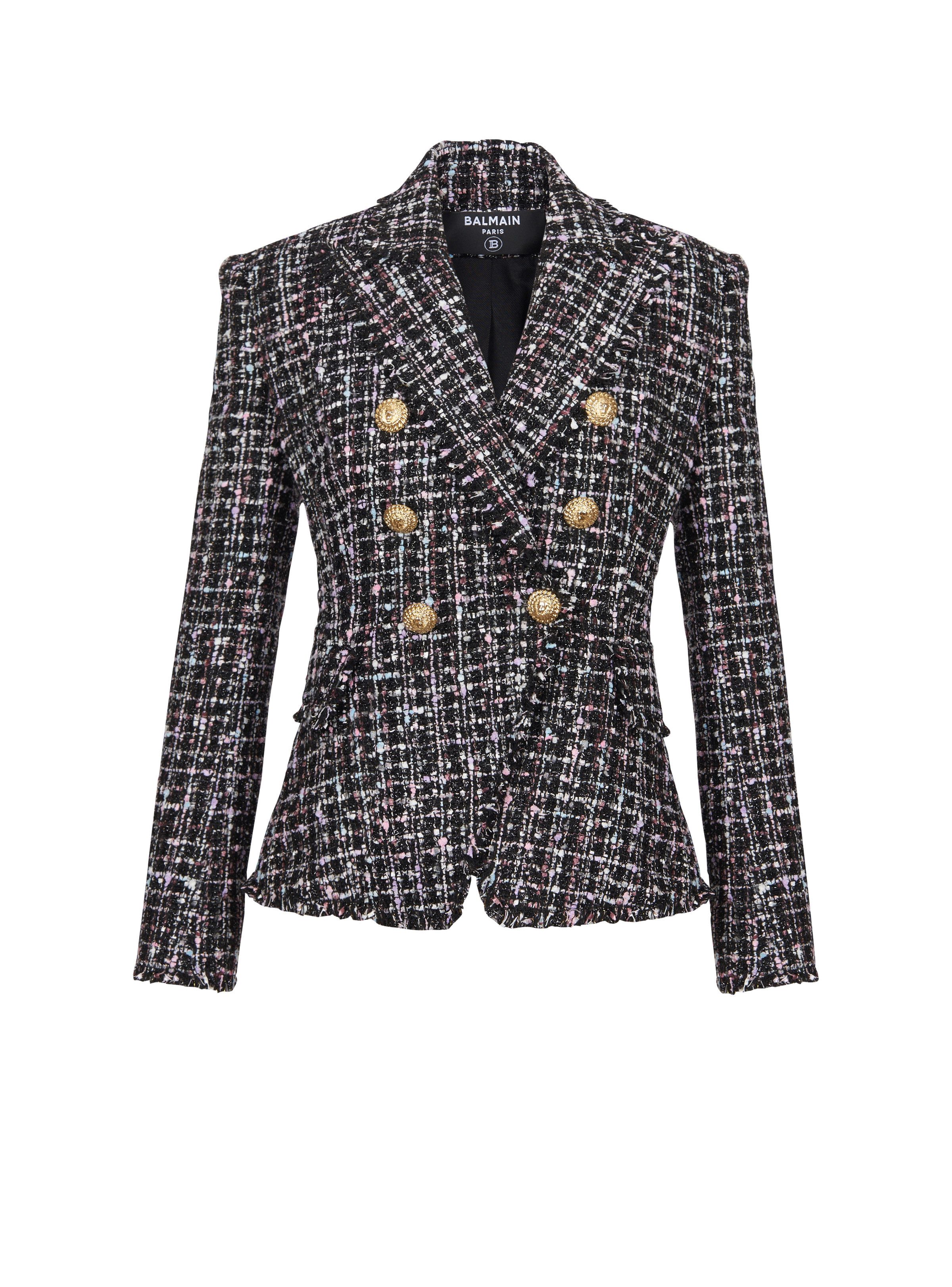 Balmain o1s1wg110825 Double Breasted Tweed Blazer in Black Size XL / US 12-14 / IT 48-50 - 1 Thumbnail