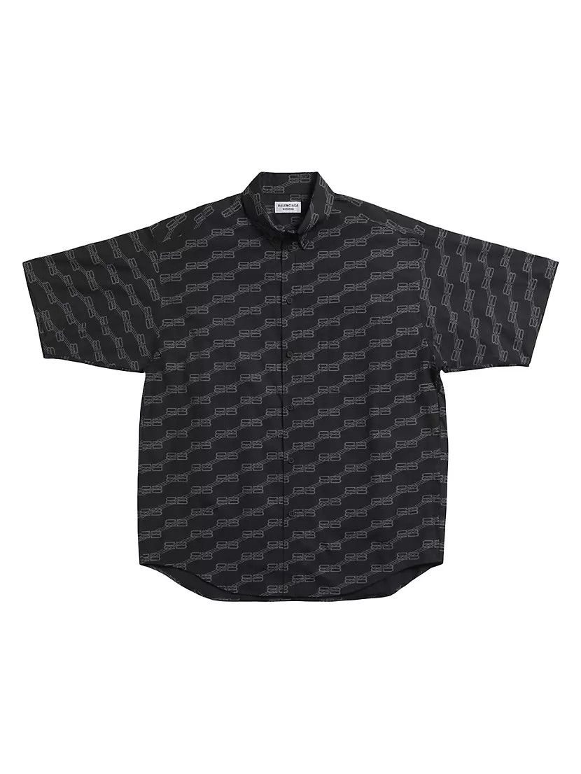 Balenciaga o1la1rc1a0824 BB Monogram Short Sleeve Shirt Large Fit Black Size XXS / US 00 / IT 34 - 1 Preview