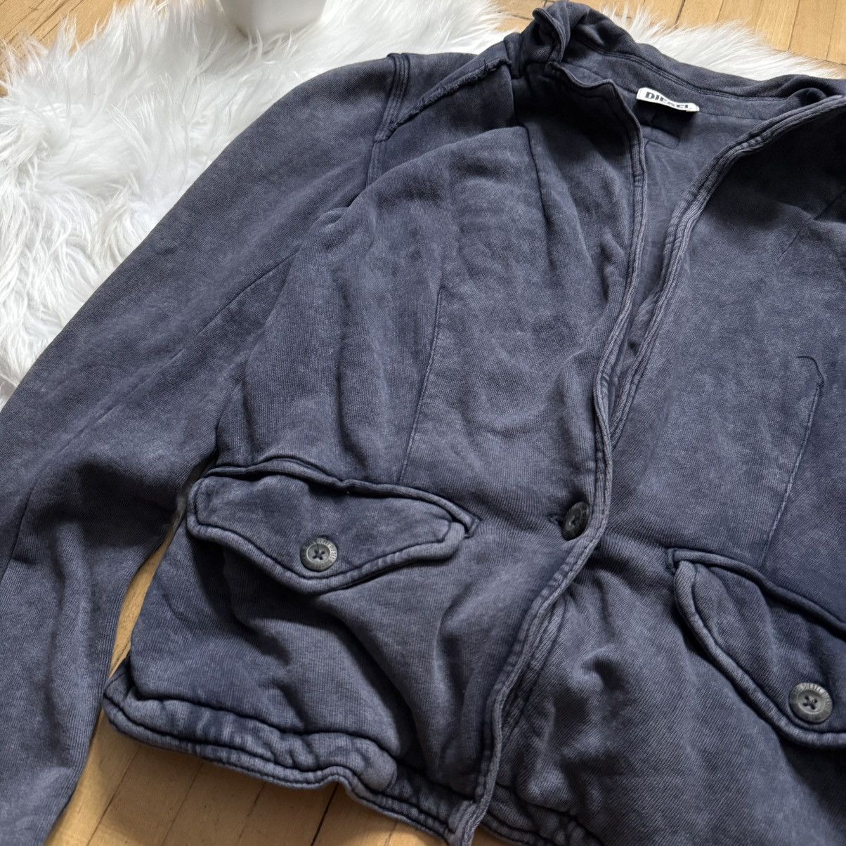 Diesel 📌 Vintage Diesel Y2K Avant-Garde Faded Grey Cardigan Size S / US 4 / IT 40 - 8 Thumbnail