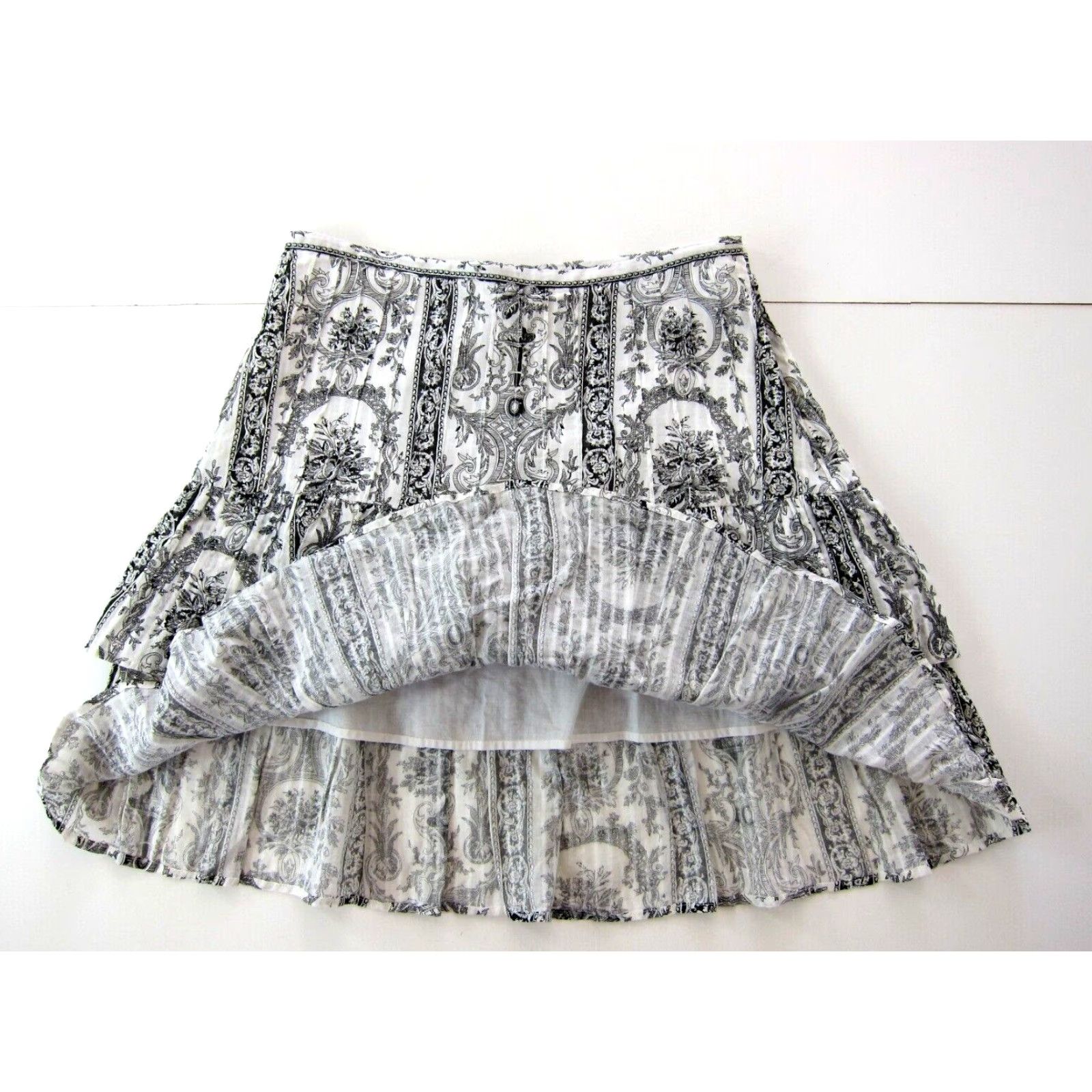 Stetson VINTAGE Stetson Skirt Women A-Line Paisley 100% Cotton Black White Floral Medium Size 32" / US 10 / IT 46 - 5 Thumbnail