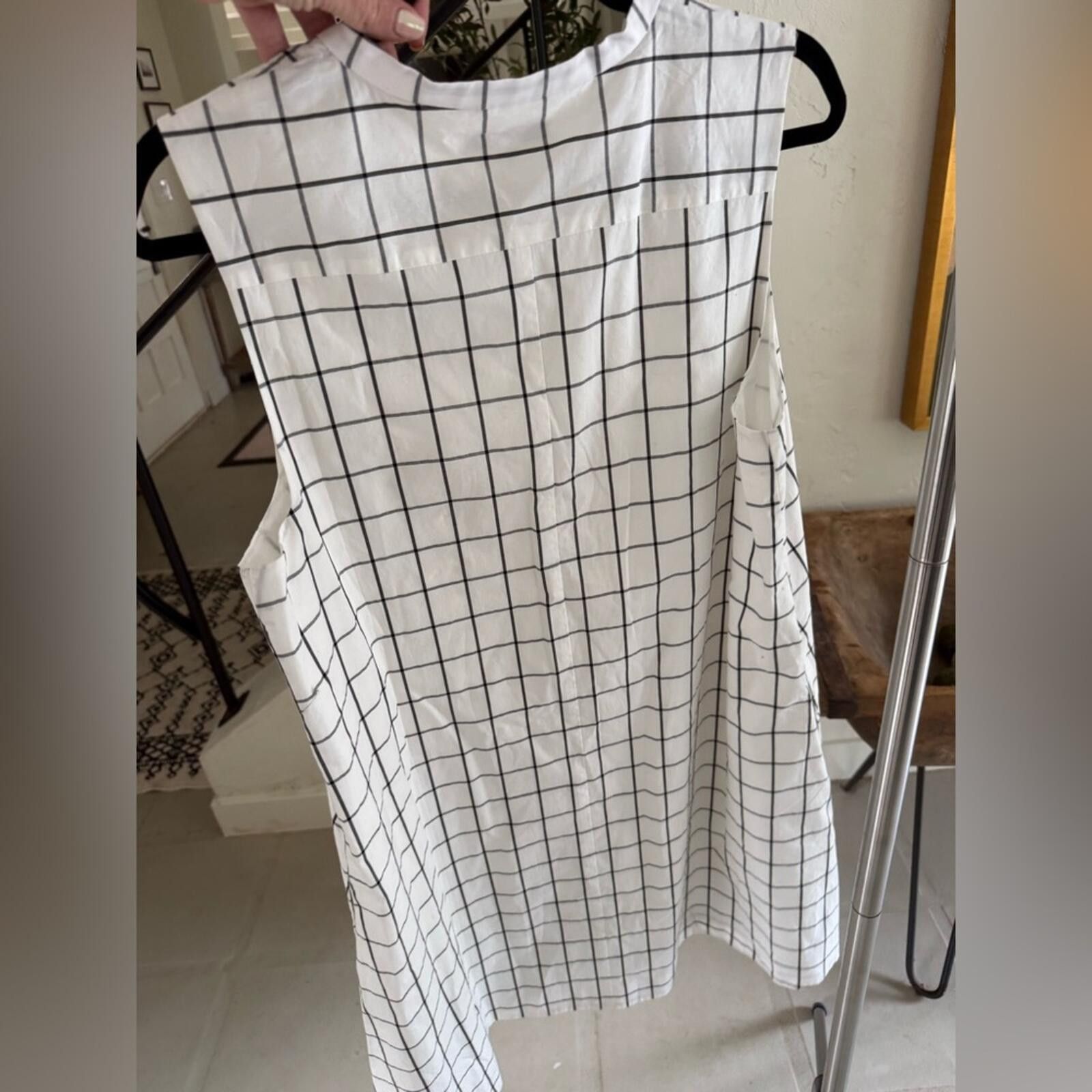 Madewell NWT Madewell White Windowpane Check Dress Size L Sleeveless Size L / US 10 / IT 46 - 3 Thumbnail
