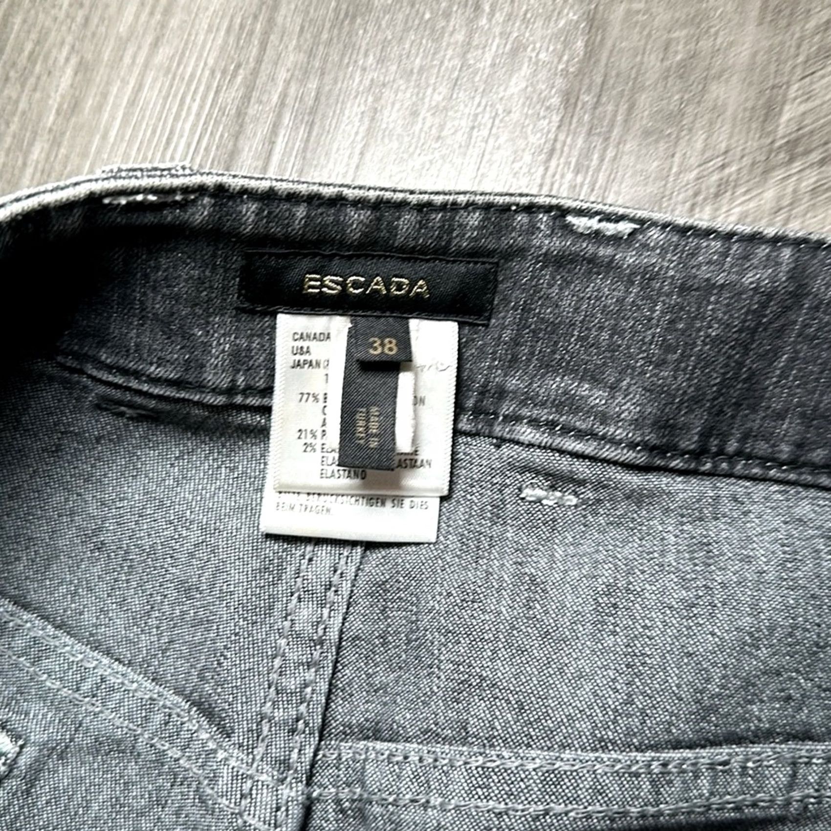 Escada VINTAGE ESCADA Black Washed Floral Stitched Beaded Embroidery Boot Cut Jeans - 38 (US 8) Womens Jeans Size 30" / US 8 / IT 44 - 7 Thumbnail