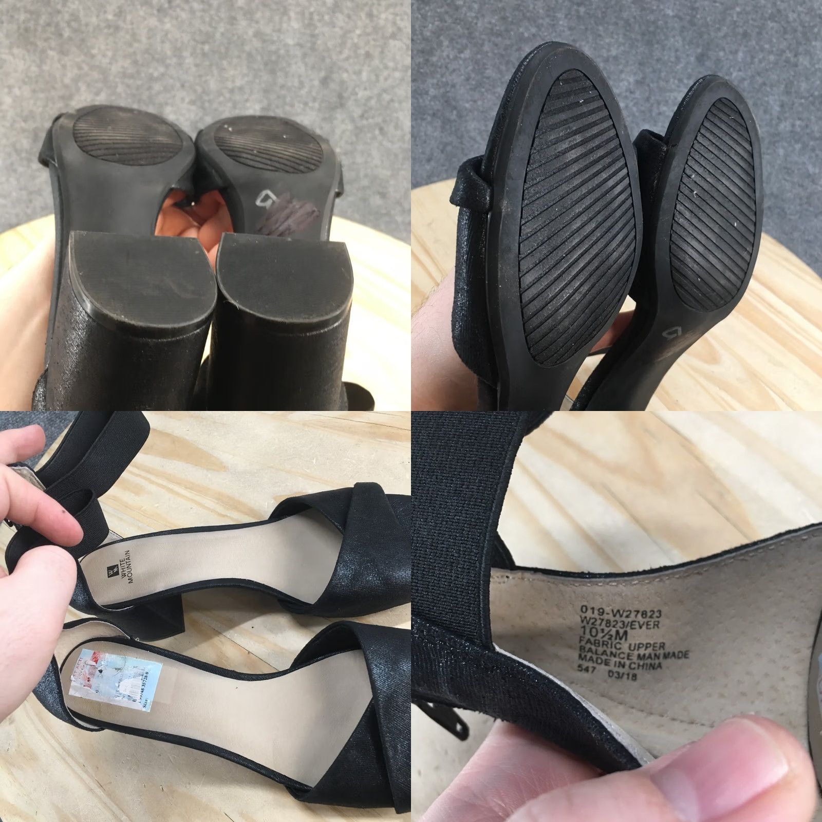 Vintage White Mountain Sandals Womens 10.5 M Ever Ankle Strap Black Casual Block Heels Size US 11 / IT 41 - 9 Thumbnail