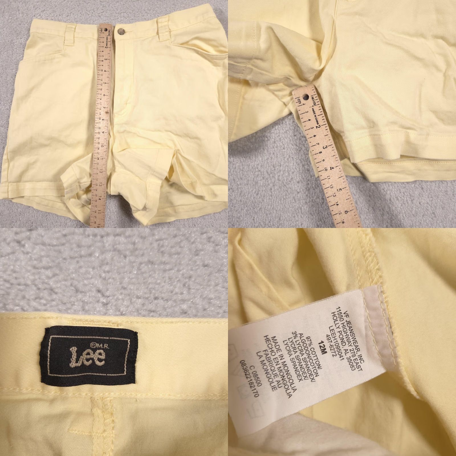 Lee VINTAGE? Lee Casuals Shorts Womens 12 Yellow Stretch Cotton Zip Fly Front Pockets Summer Size 34" / US 12 / IT 48 - 8 Thumbnail