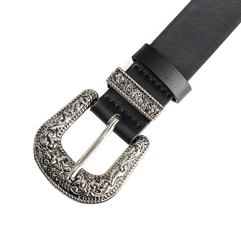 Jewelry Pentagram Rivet Vintage Carved Buckle PU Belt Size ONE SIZE - 2 Thumbnail
