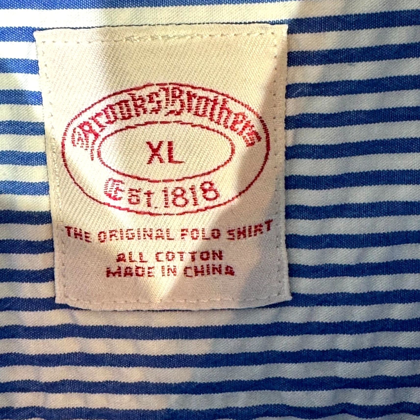 Brooks Brothers VINTAGE Brooks Brothers 1818 Dress Shirt Mens XL Button-Down Cotton Blue White Stripe Shirt Mens XL Blue White Stripe Size 46R - 7 Thumbnail