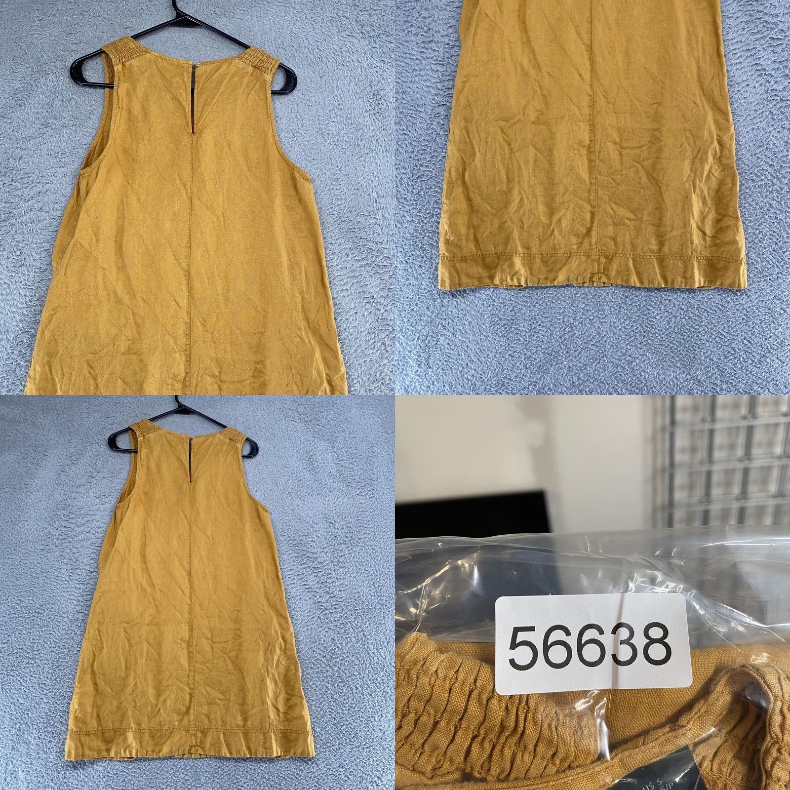 Vintage Tahari Linen Dress Womens S Mustard Sleeveless Shift Summer Capsule Layer Size S / US 4 / IT 40 - 8 Thumbnail