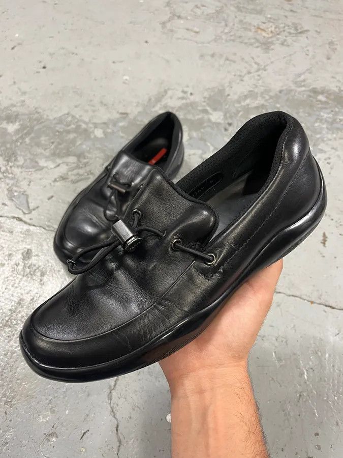 2000s Prada Black Leather Loafers
