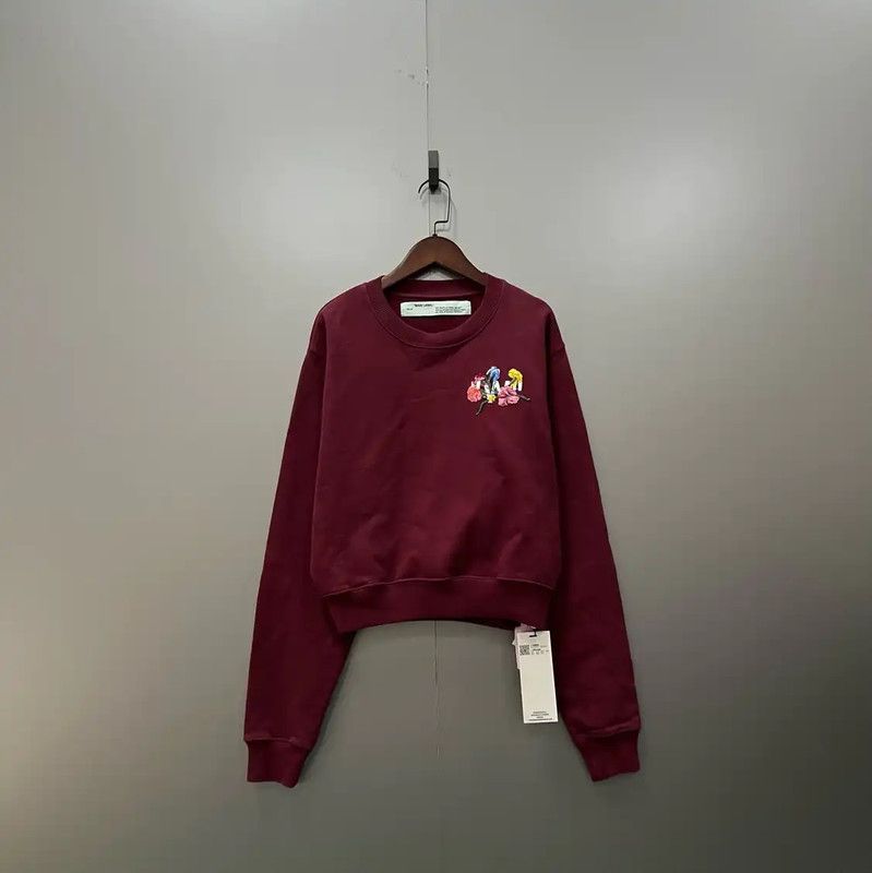 Off-White Off-White Burgundy Cotton Long Sleeve Sweatshirt 0089 Size XS / US 0-2 / IT 36-38 - 1 Thumbnail