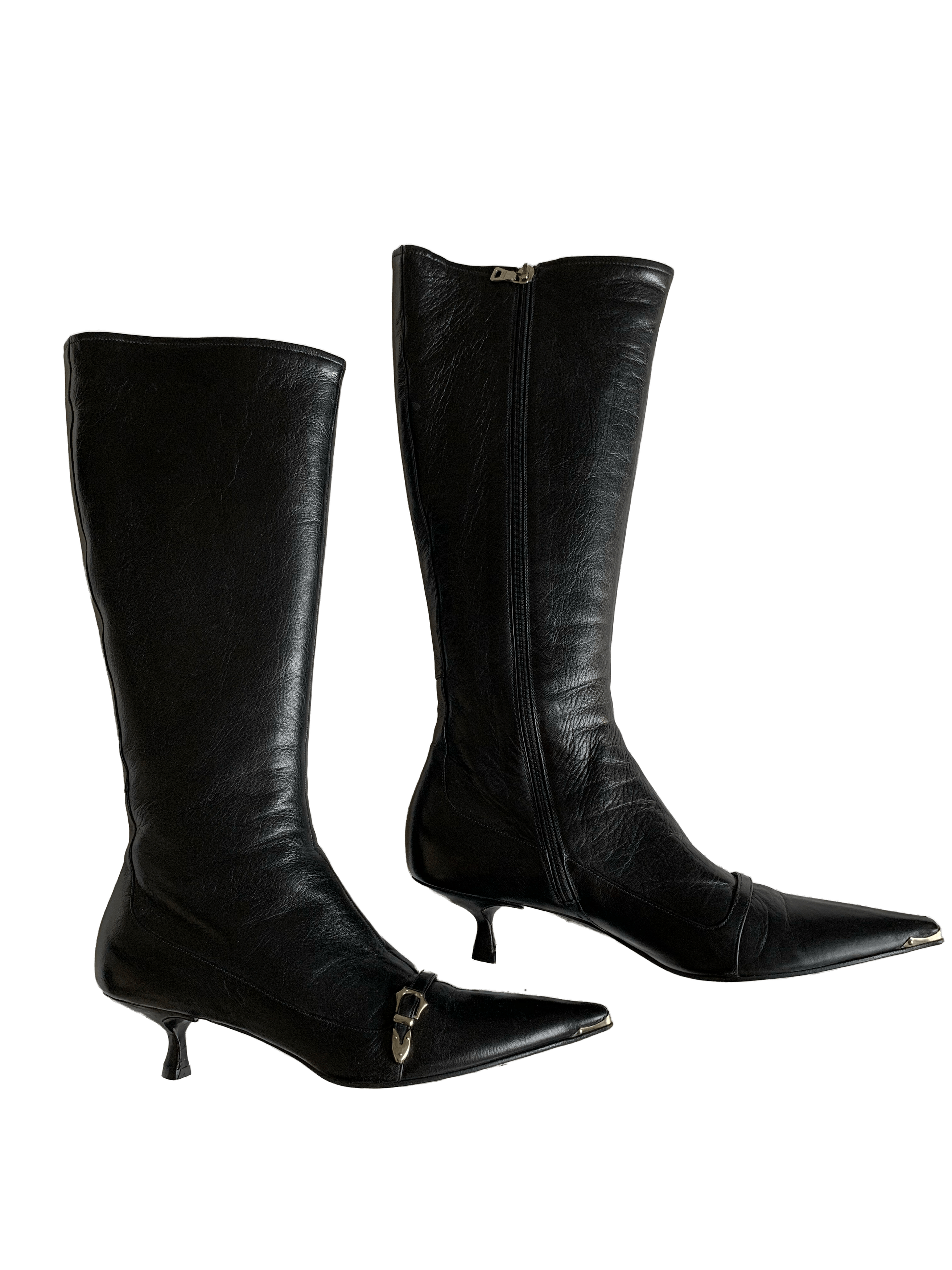 Prada 90s Prada leather kitten heels boots Size US 8.5 / IT 38.5 - 1 Thumbnail