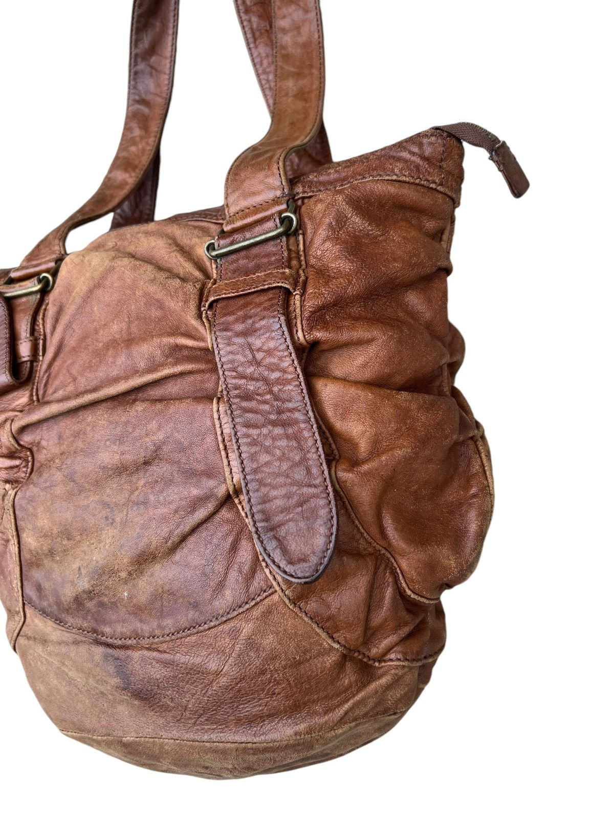 Leather Trashed Zucca Japan Distress Patina Leather Bag Tote Size ONE SIZE - 10 Thumbnail