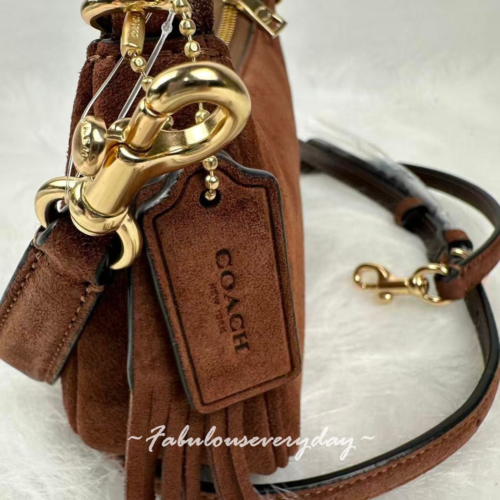 Coach Coach Teri Mini Crossbody/Shoulder Suede/Gold/Vintage Brown Size ONE SIZE - 9 Thumbnail