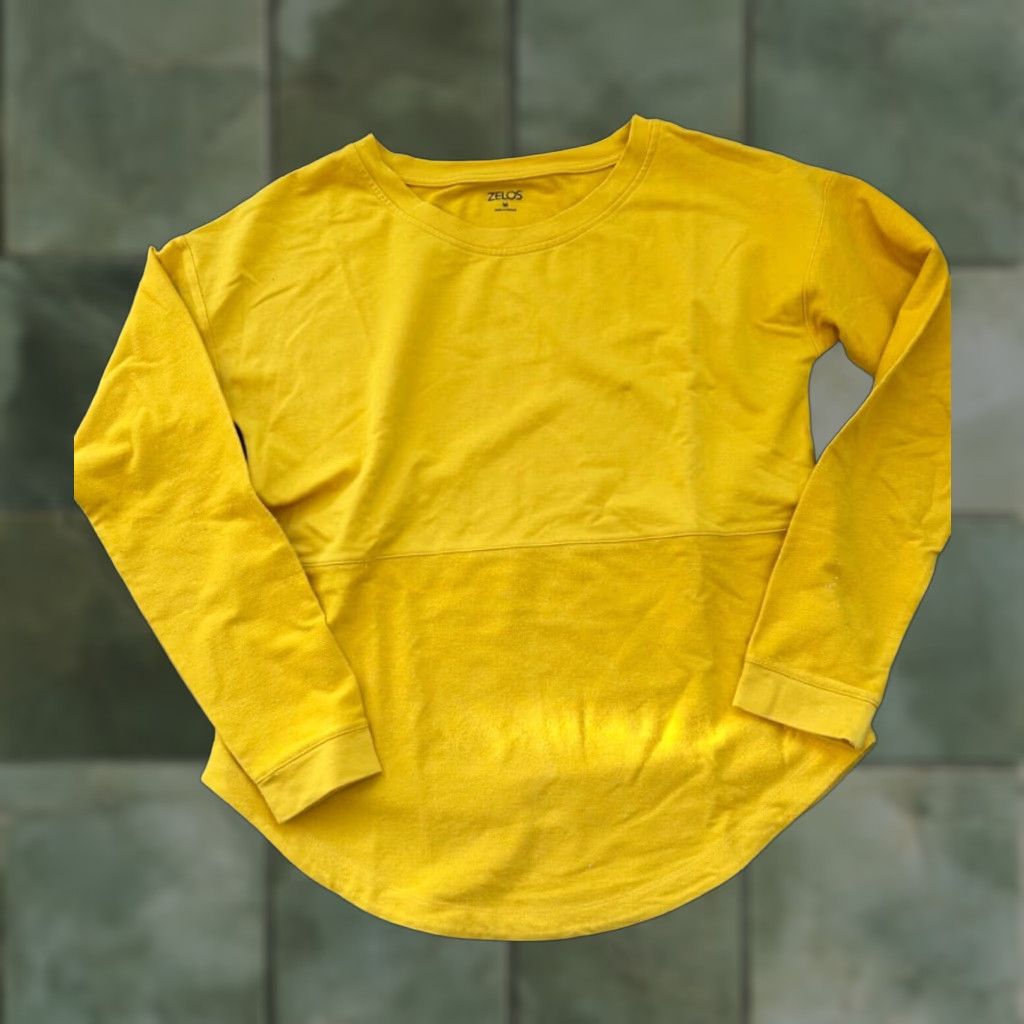 Vintage Zelos Lightweight Yellow Sweatshirt Women M Crew Long Sleeve Activewear Size M / US 6-8 / IT 42-44 - 1 Thumbnail