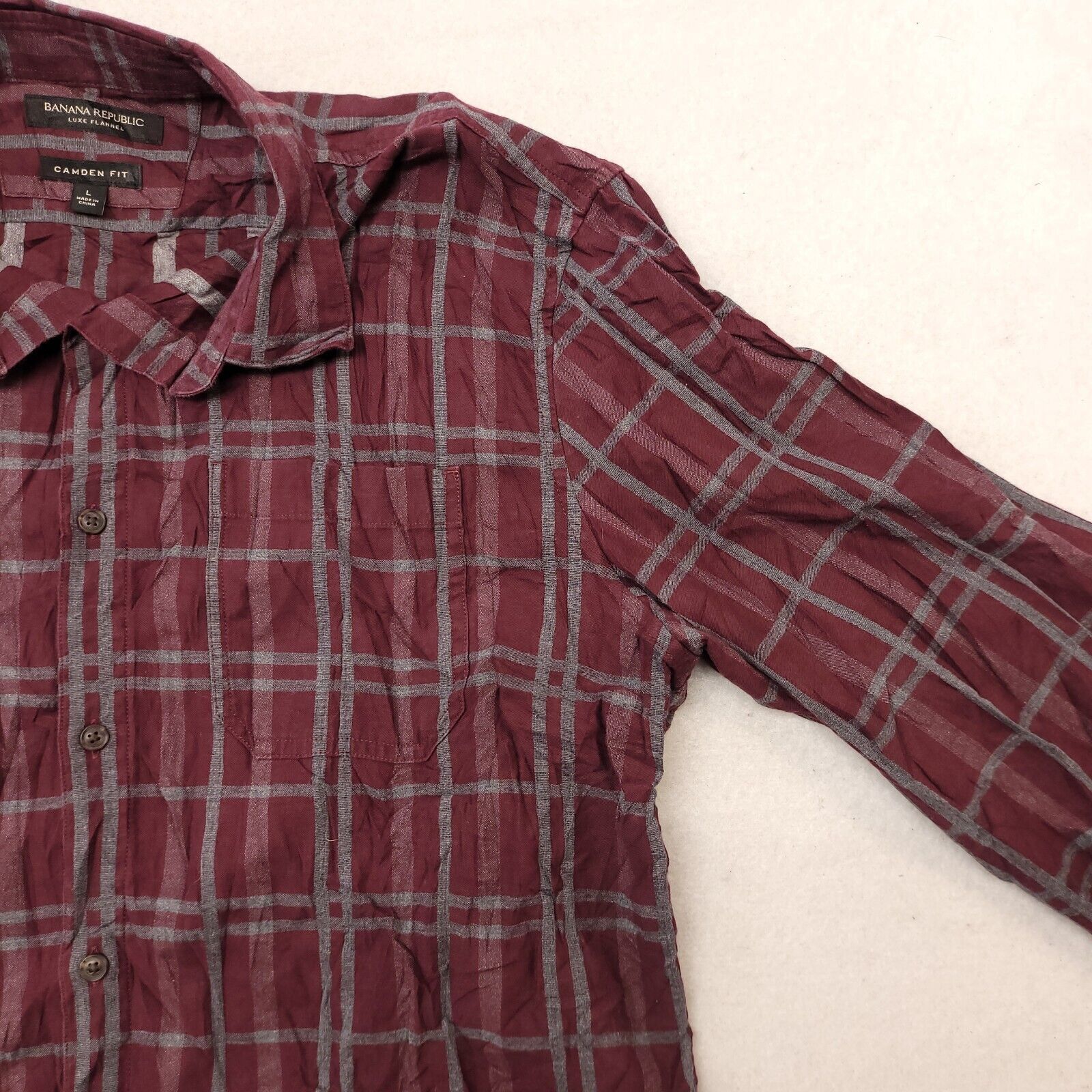 Banana Republic Banana Republic Tartan Flannel Shirt Mens Size L Maroon Gray Size US L / EU 52-54 / 3 - 5 Thumbnail
