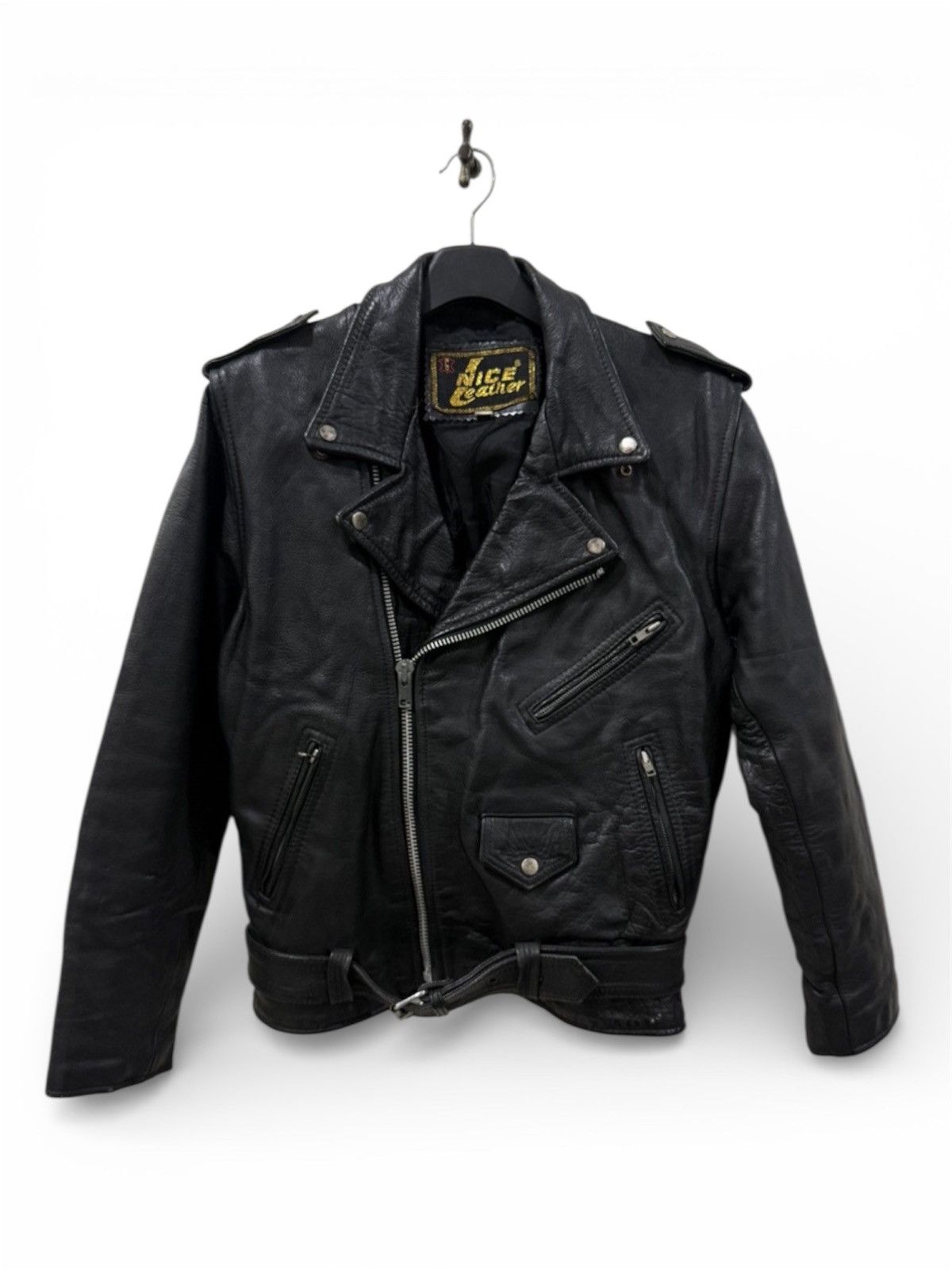 Genuine Leather VTG NICE LEATHER Brand Like Schott Perfecto Jacket Size US M / EU 48-50 / 2 - 1 Thumbnail