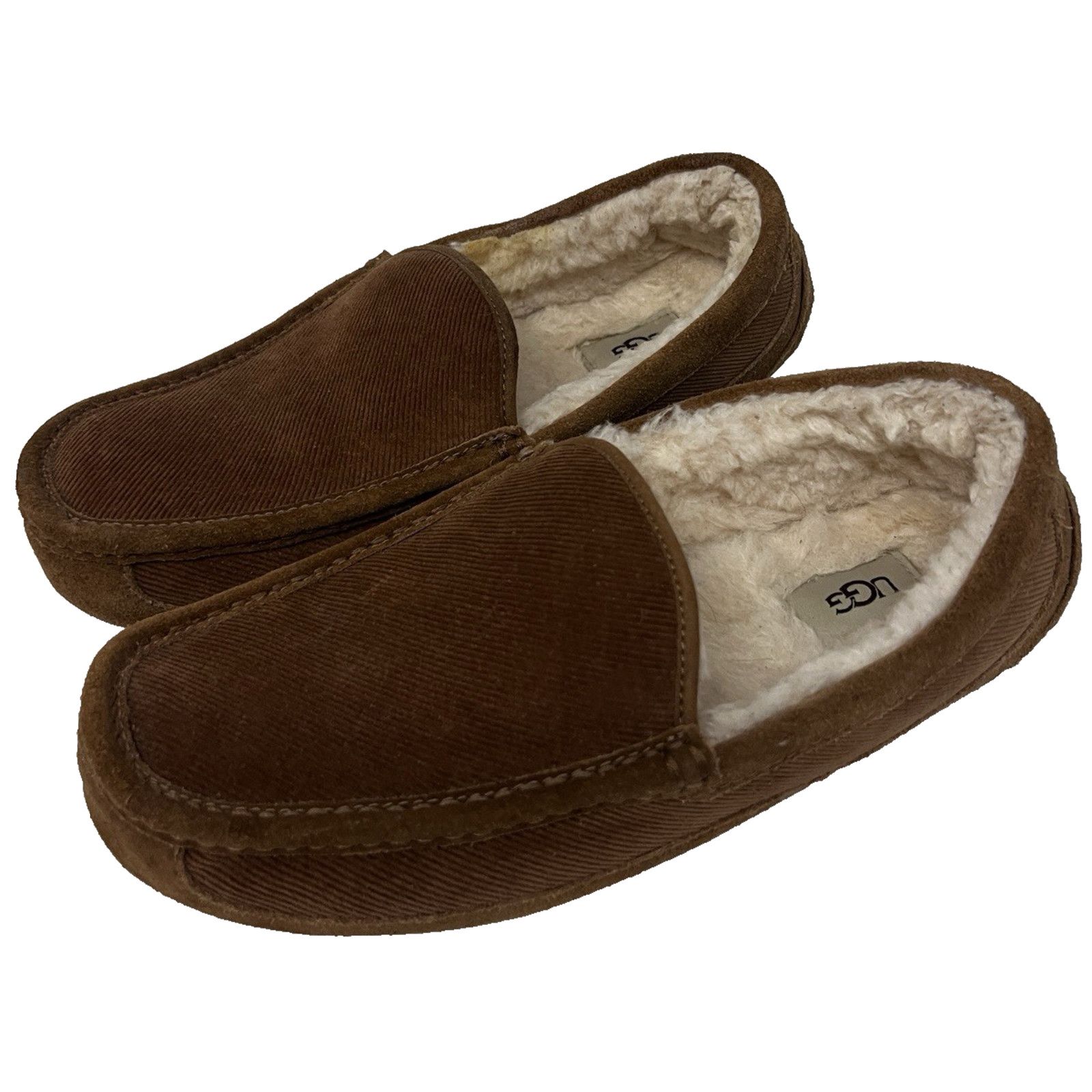 Ugg UGG Ascot Corduroy Brown Leather Sherpa Mens US 11 Slippers Size US 11 / EU 44 - 2 Thumbnail