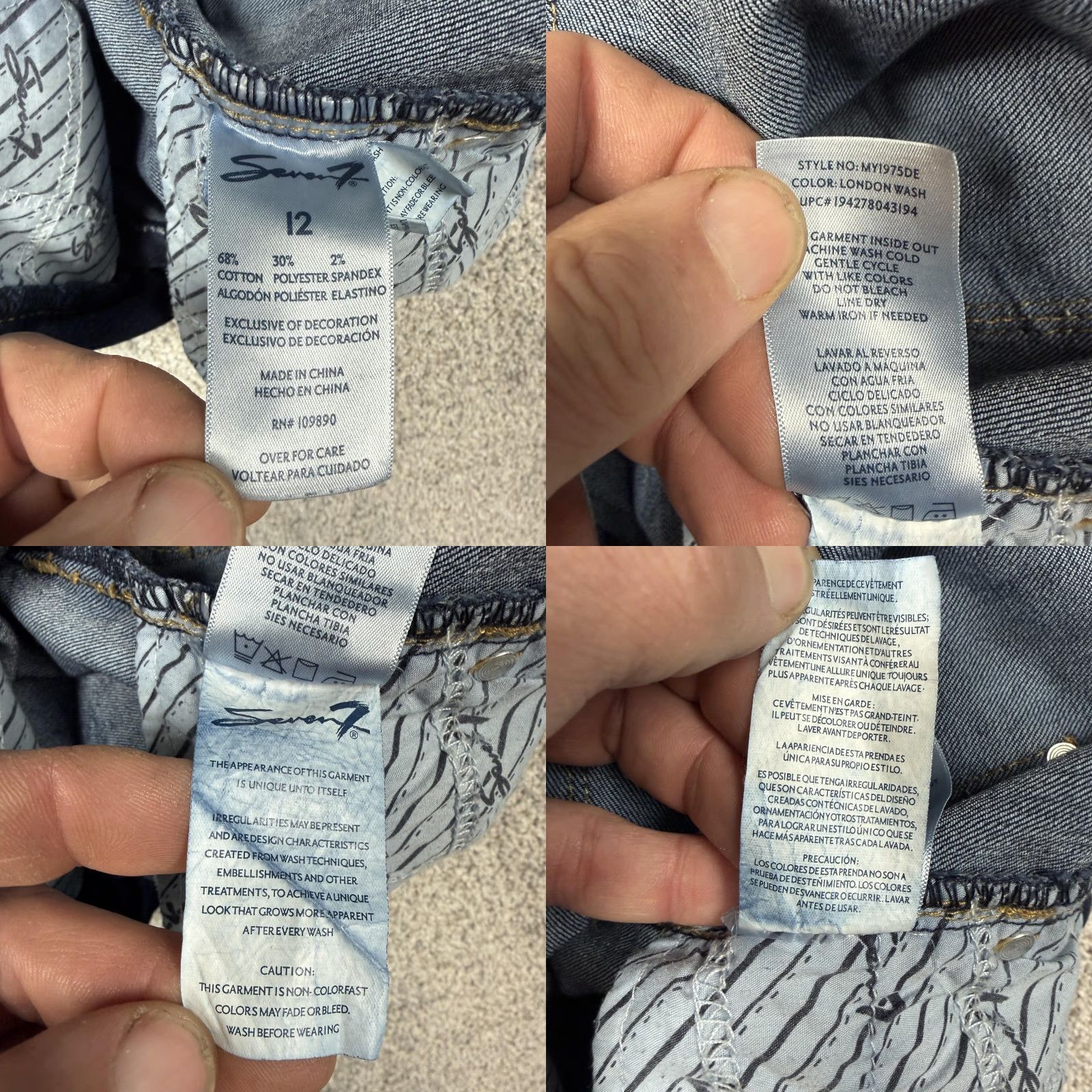 Vintage Seven7 Tummyless High Rise Skinny Jeans Womens 12 Blue Dark Wash Stretch Denim Size 34" / US 12 / IT 48 - 9 Thumbnail
