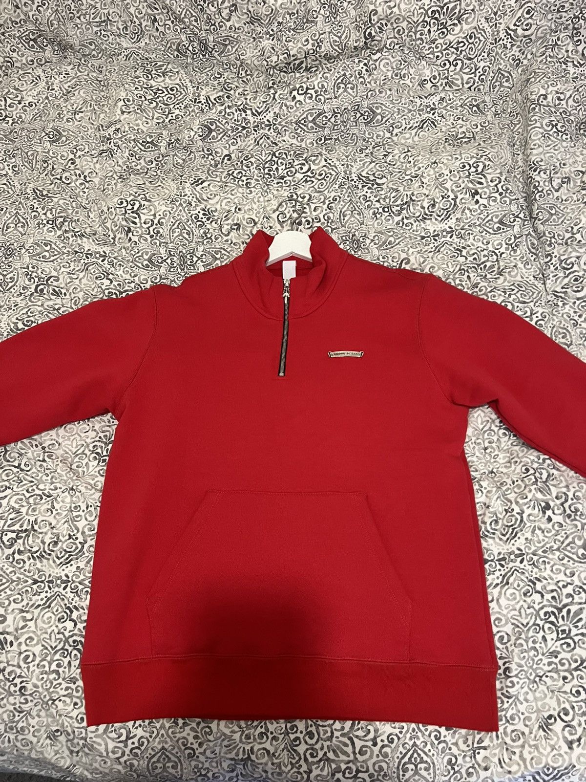 トップス Chrom hearts half zip sweat Chrome Hearts Script Logo Embroidery Half Zip Sweatshirt