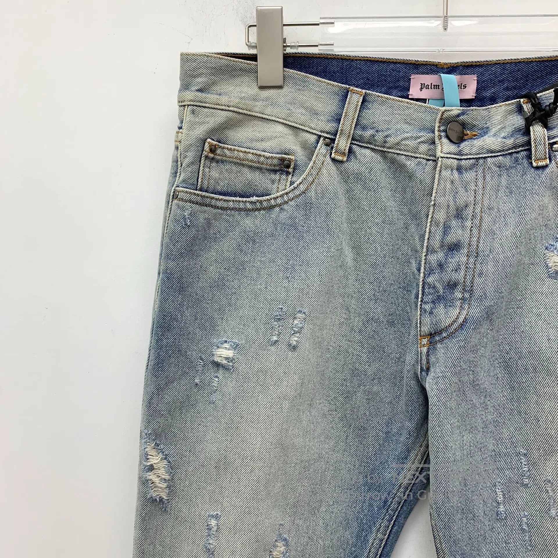 Palm Angels Palm Angels Light Blue Washed Hole Ripped Distressed Desig Size US 32 / EU 48 - 3 Thumbnail