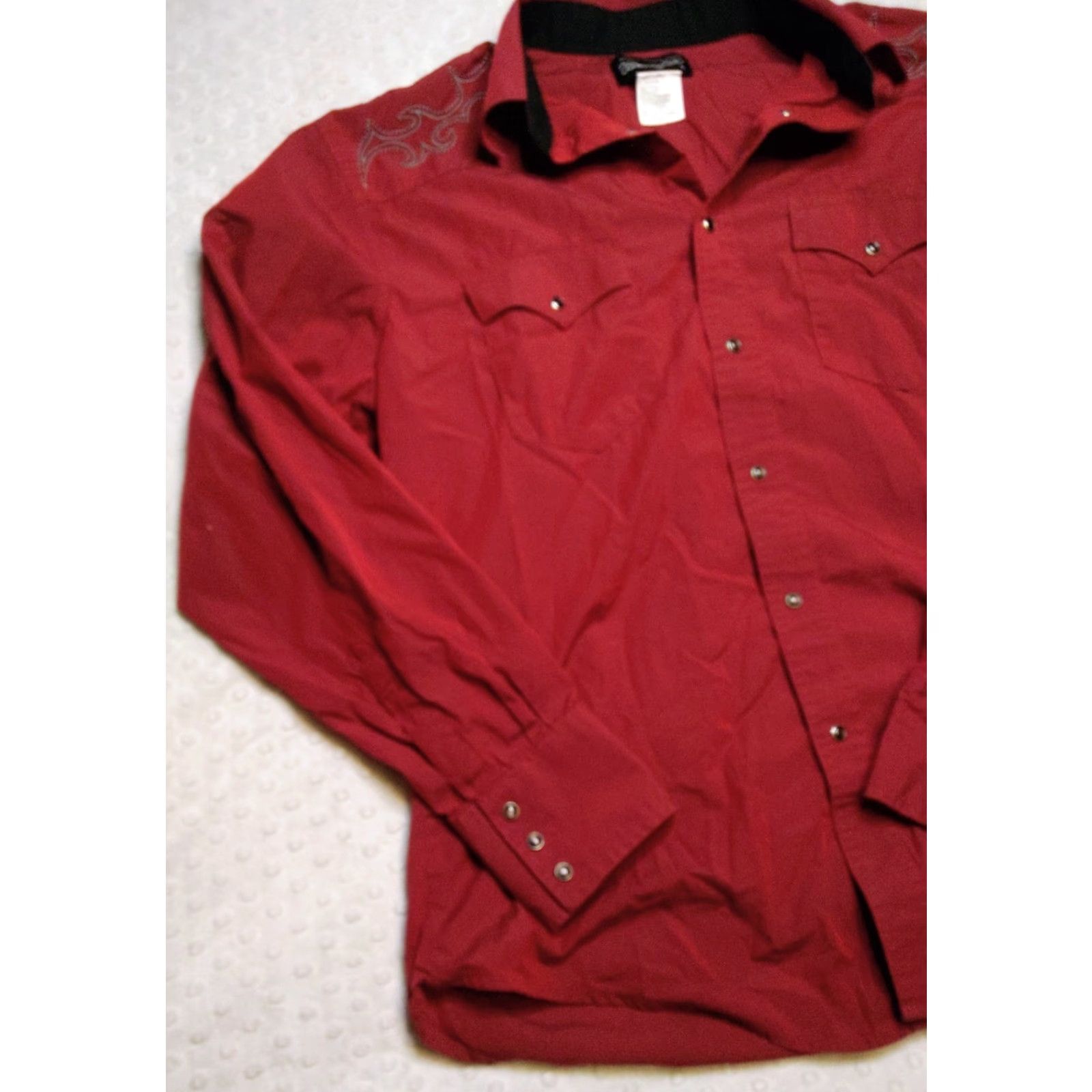 Wrangler VINTAGE Wrangler Mens Large Western Pearl Snap Shirt Embroidered Back Long Sleeve Red Cotton Button-Up Mens Size US L / EU 52-54 / 3 - 3 Thumbnail