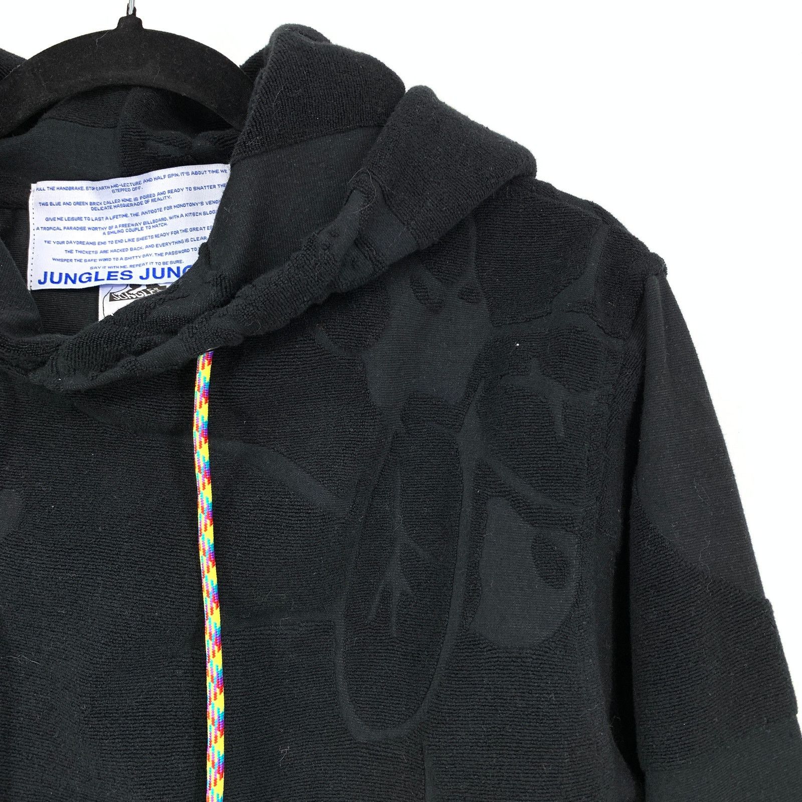 Jungles Jungles Towelling Hoodie Sweatshirt Mens S Black Terry Cloth Size US S / EU 44-46 / 1 - 4 Thumbnail