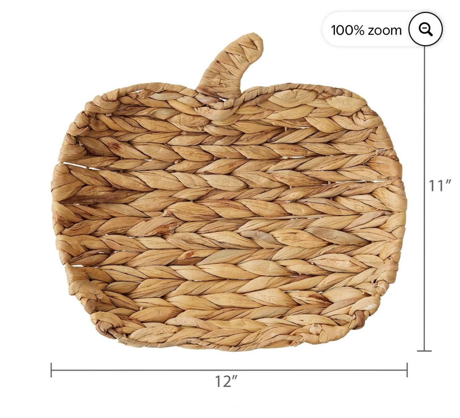 Designer Wicker Rattan Woven Pumpkin Tray by Way To Celebrate Size ONE SIZE - 2 Thumbnail