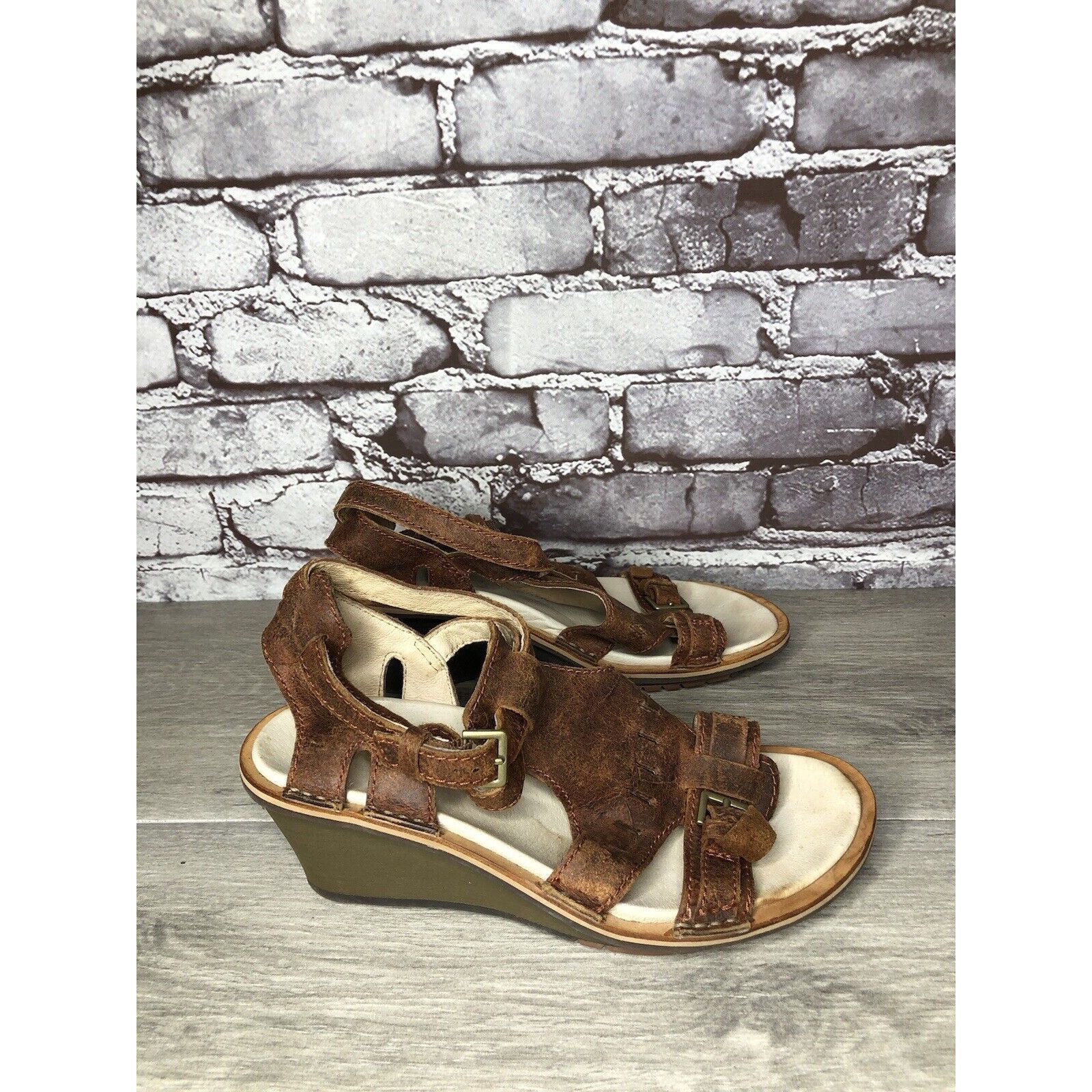 Merrell Merrell Sirah Prairie Brown Leather Wedge AnkleStrap Sandals Size US 7 / IT 37 - 17 Thumbnail