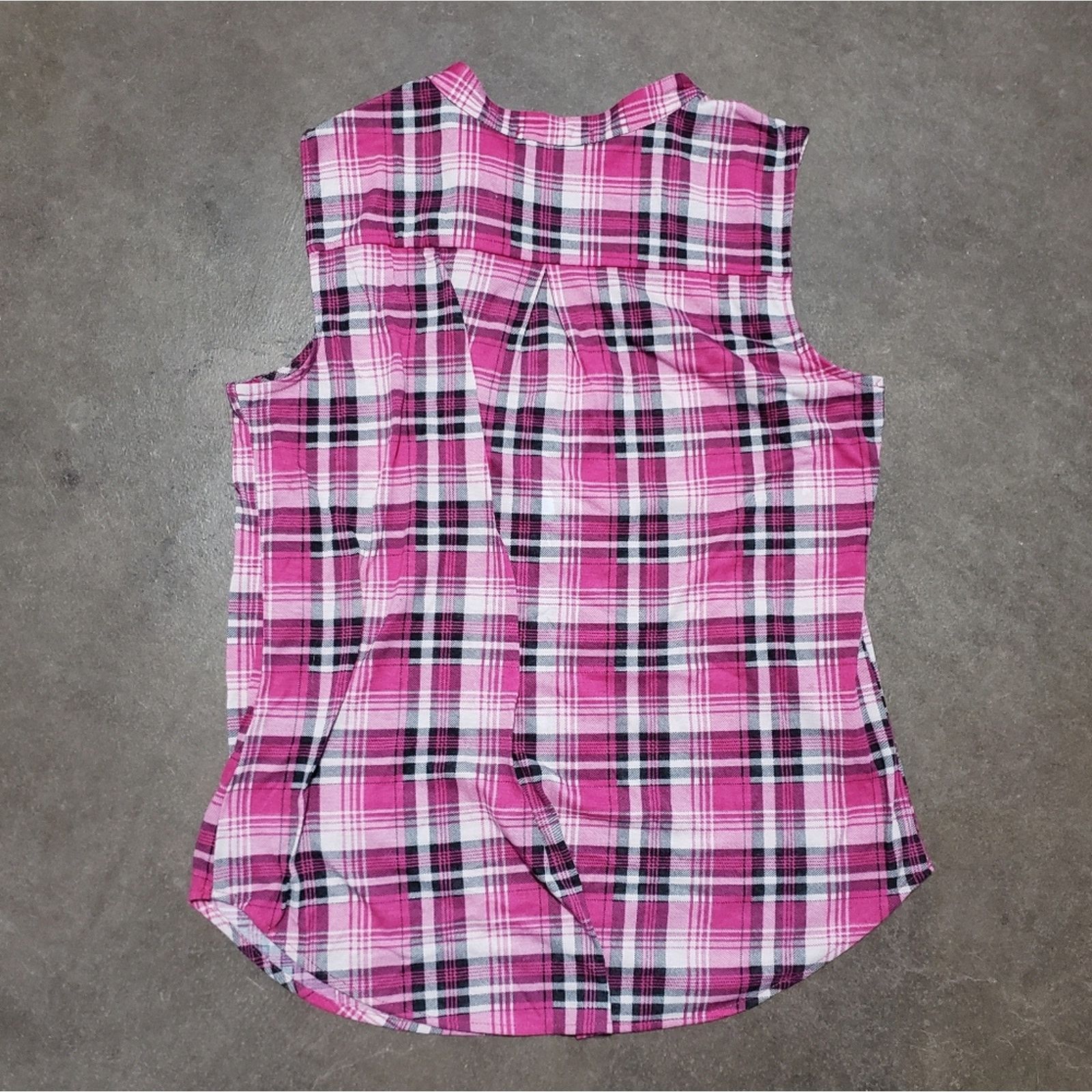 Other Pink Plaid | ALWAYS INDIGO | Button Detailed Tank Size XL / US 12-14 / IT 48-50 - 2 Thumbnail