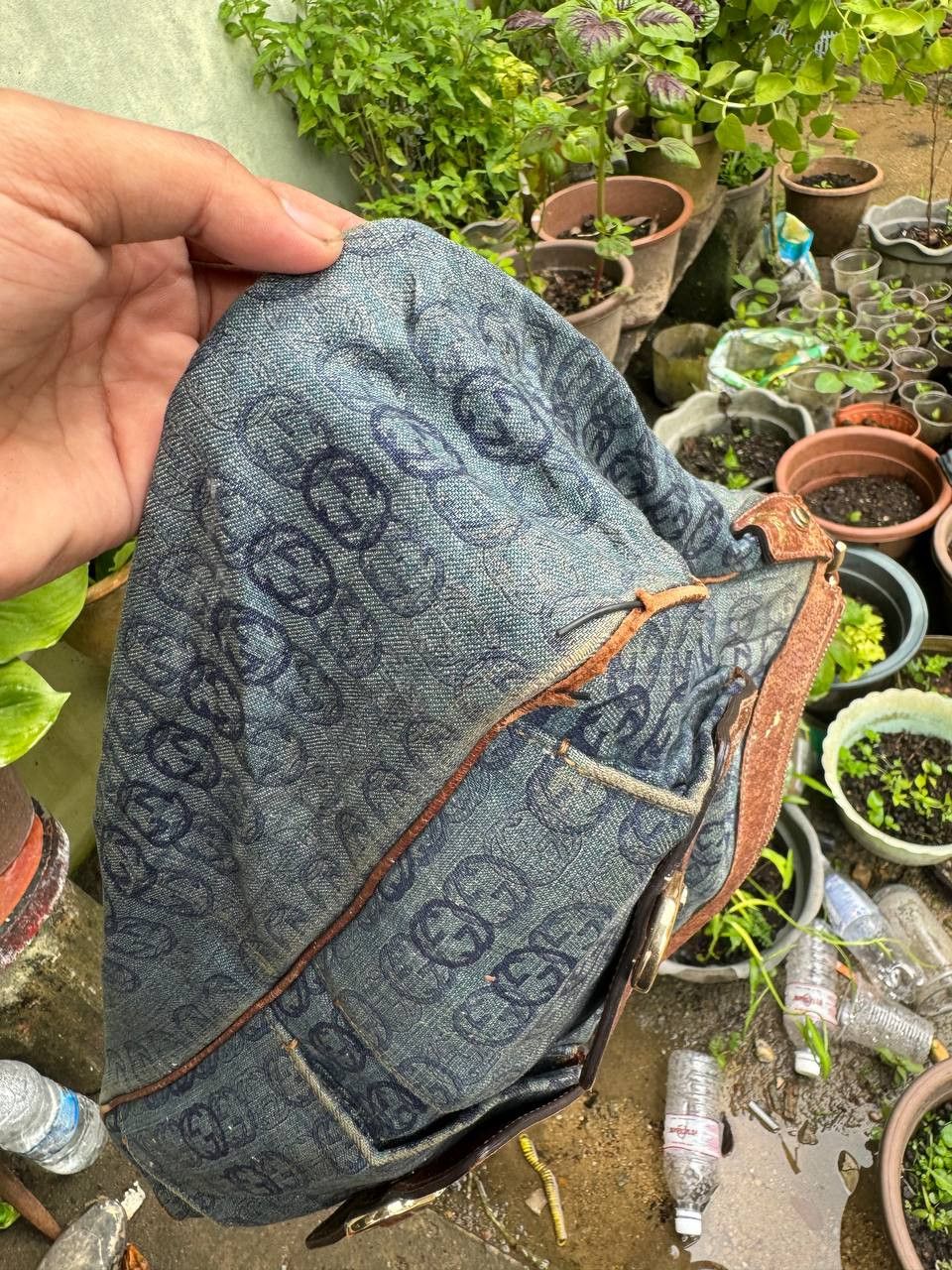 Gucci × Vintage Authentic Gucci Gg Denim blue Size ONE SIZE - 9 Thumbnail