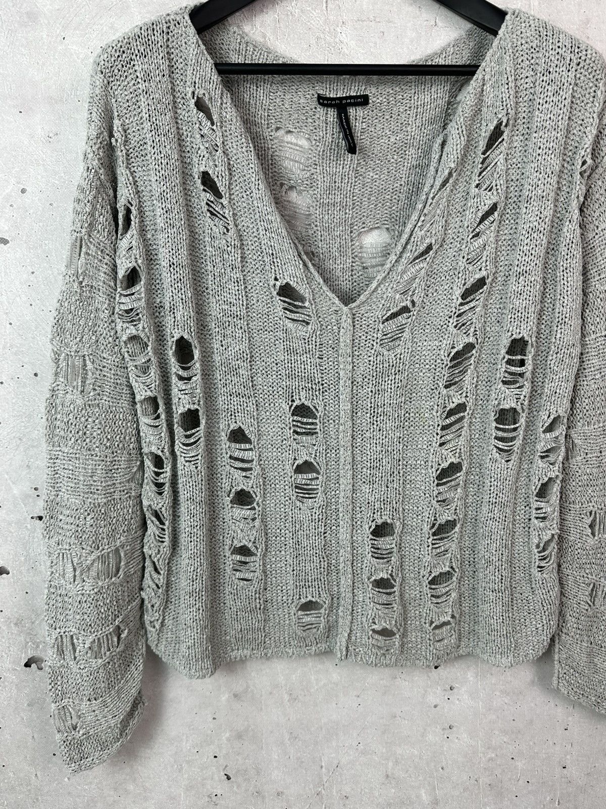 Sarah Pacini Sarah Pacini Made in Italy Knit Distressed Oversized Sweater Size M / US 6-8 / IT 42-44 - 3 Thumbnail