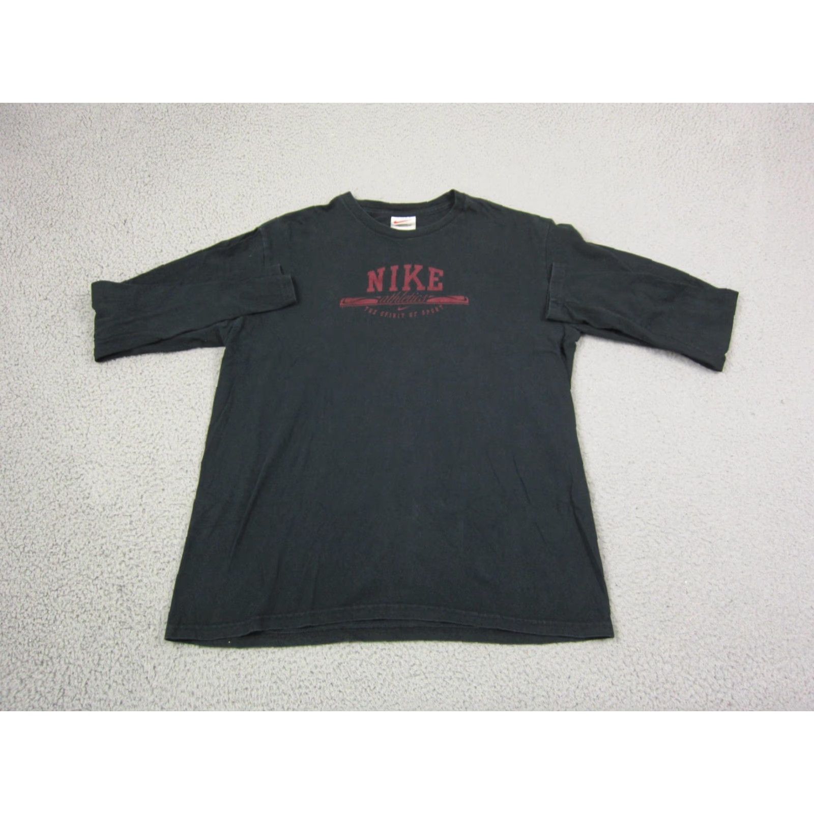 Nike VINTAGE Nike Athletics Shirt Mens XL Black Long Sleeve Crew Neck USA Made Shirt XL Black Nike Logo Regular fit All Seasons Mens XL Shirt Size US XL / EU 56 / 4 - 2 Thumbnail