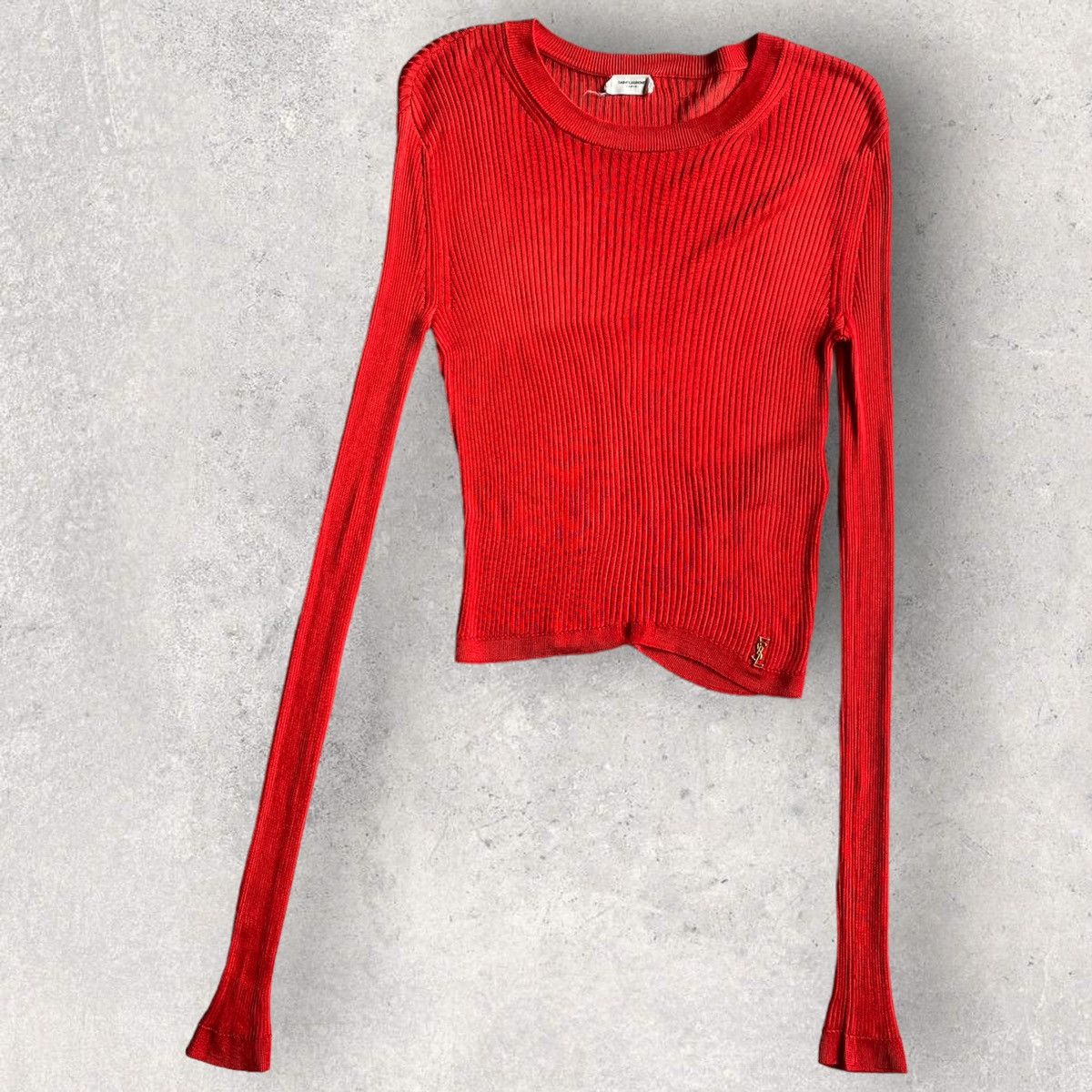 Saint Laurent Paris SLP Red Ribbed L/S Size M / US 6-8 / IT 42-44 - 1 Thumbnail