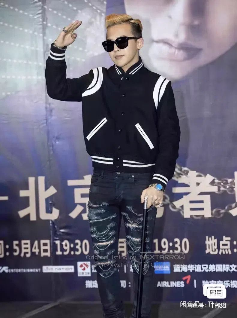 Saint Laurent Paris Saint Laurent Paris Black and White Wool Baseball Jacket Size US L / EU 52-54 / 3 - 6 Thumbnail
