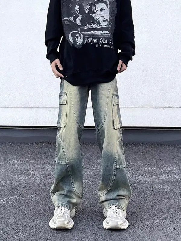VIBE Vintage washed yellow clay workwear hip-hop jeans Size US 32 / EU 48 - 1 Thumbnail