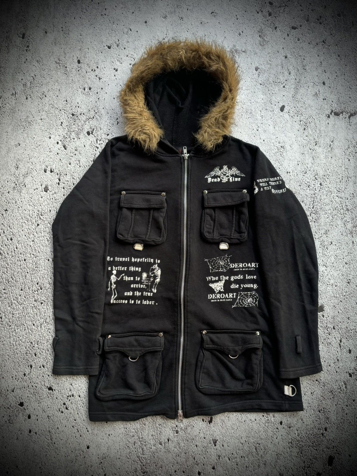 If Six Was Nine Y2k Deorat poem lgb punk style Fur hoodie Size US M / EU 48-50 / 2 - 1 Thumbnail