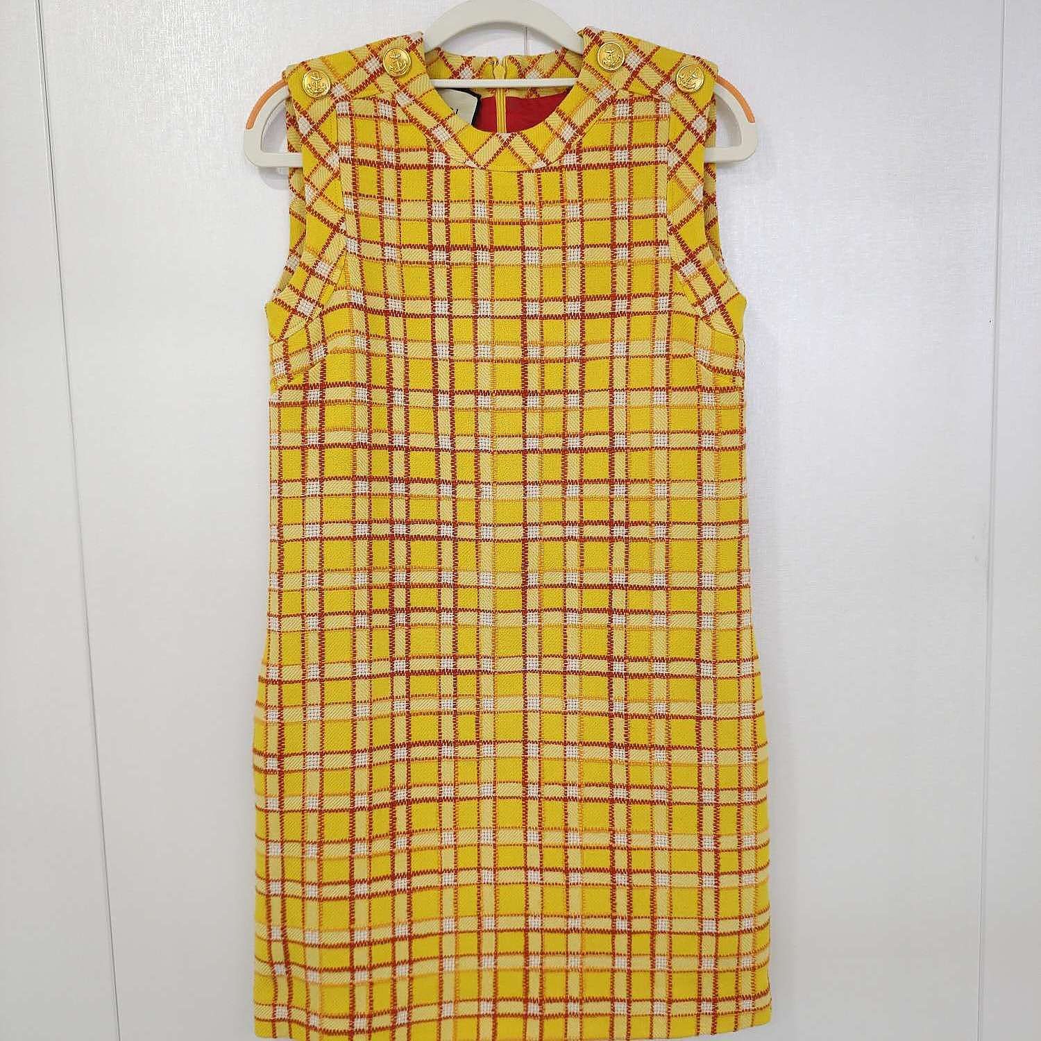 Gucci Gucci Yellow Plaid Wool Sleeveless Dress Size 38 Size XS / US 0-2 / IT 36-38 - 1 Thumbnail