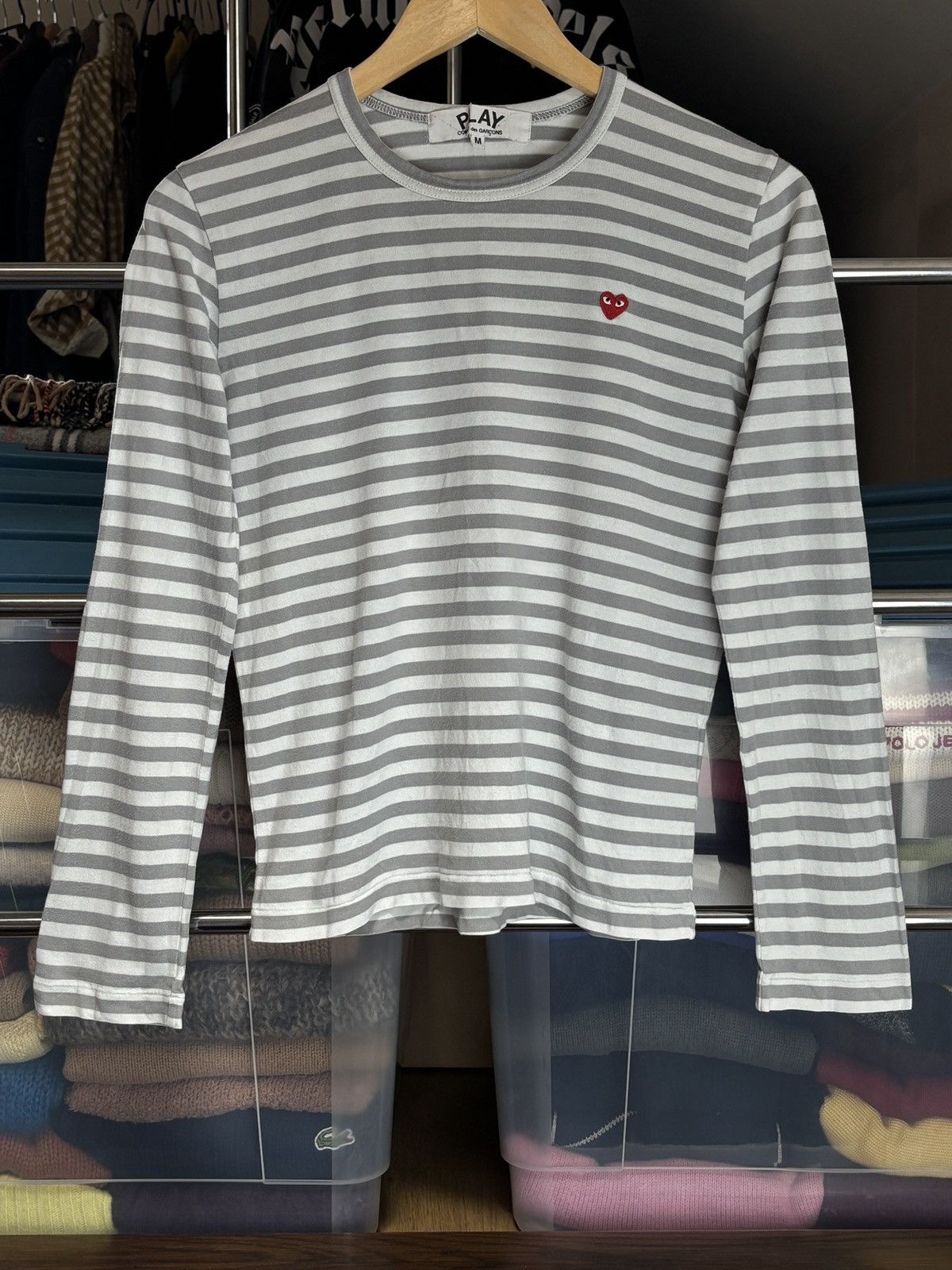 Comme des Garcons PLAY Comme Des Garcons Play CDG Striped Long Sleeve T-Shirt Size M / US 6-8 / IT 42-44 - 1 Thumbnail