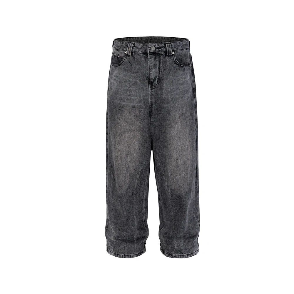 Japanese Brand × Vintage Dark Grey Washed Damage Baggy jeans y2k streetwear Size US 32 / EU 48 - 9 Thumbnail