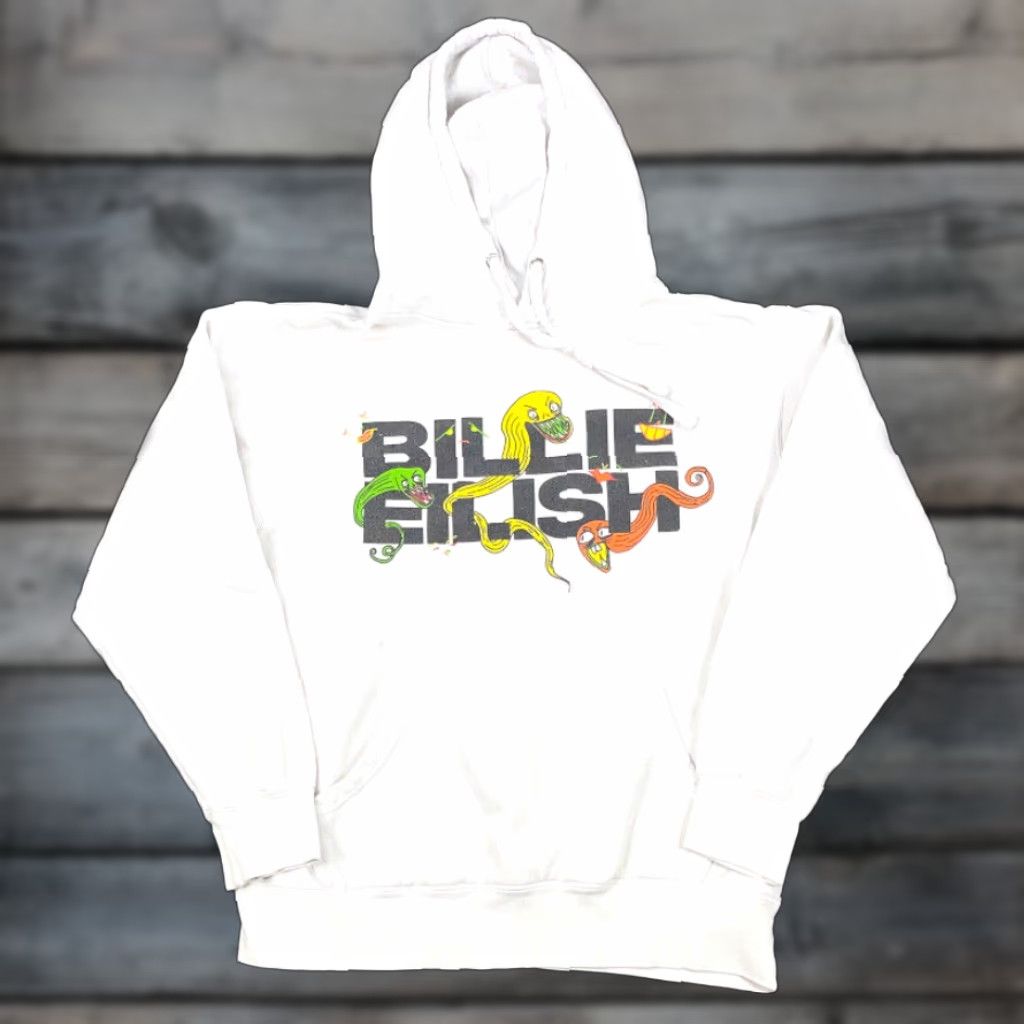 Urban Outfitters Urban Outfitters Billie Eilish Hoodie Women White Women's Small Cotton Graphic Print Pullover Sweatshirt Size S / US 4 / IT 40 - 1 Thumbnail