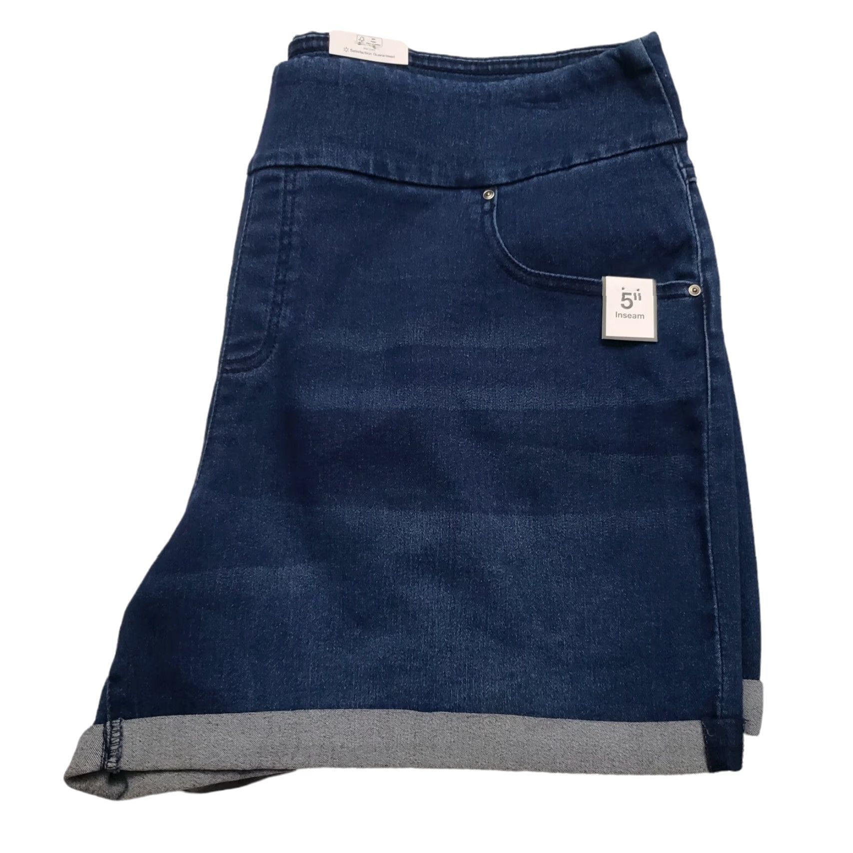 Vintage Time and Tru Denim Shorts Pull On 5” 2XL/2XG Womens Dark Denim Modern 19" Waist Rise 13" Inseam Live Tag Size Regular Adults Size 40" / US 18 - 3 Thumbnail