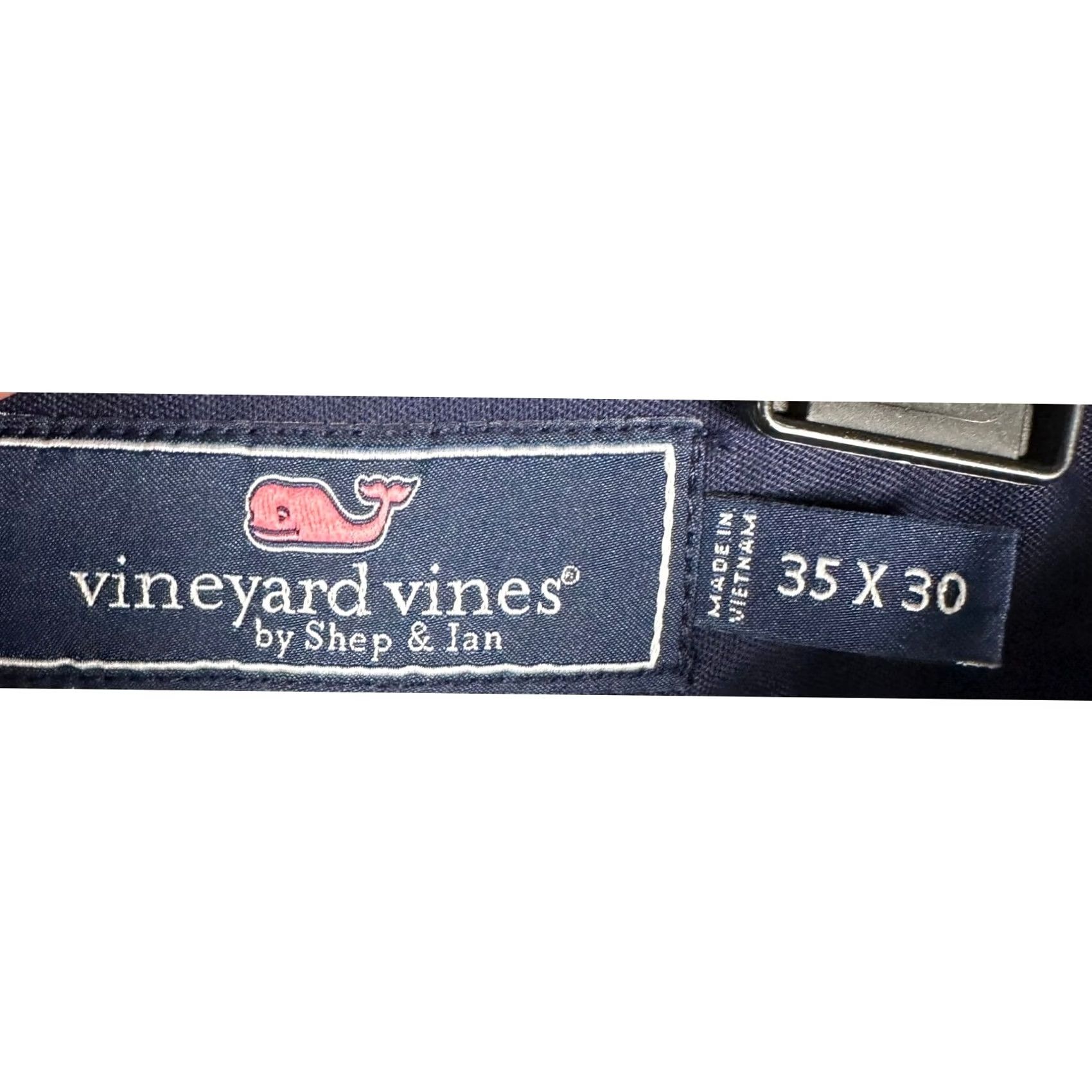 Vineyard Vines Vineyard Vines Pants Mens 35X30 Navy Blue Khakis Flat Front Stretch Straight Leg Size US 35 - 3 Thumbnail