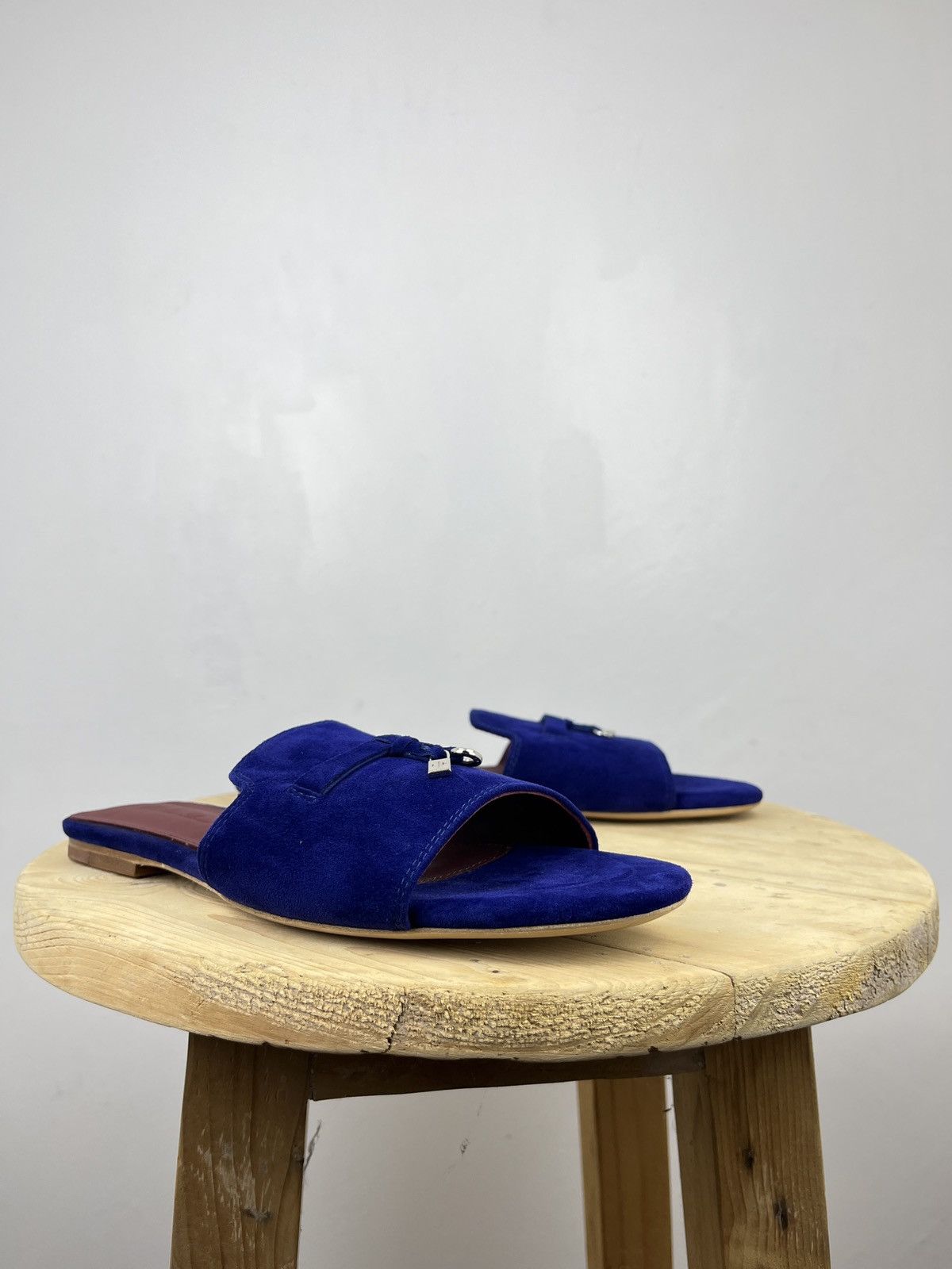Loro Piana Navy Blue Suede Summer Charms Walk Slides Size US 9 / IT 39 - 4 Thumbnail
