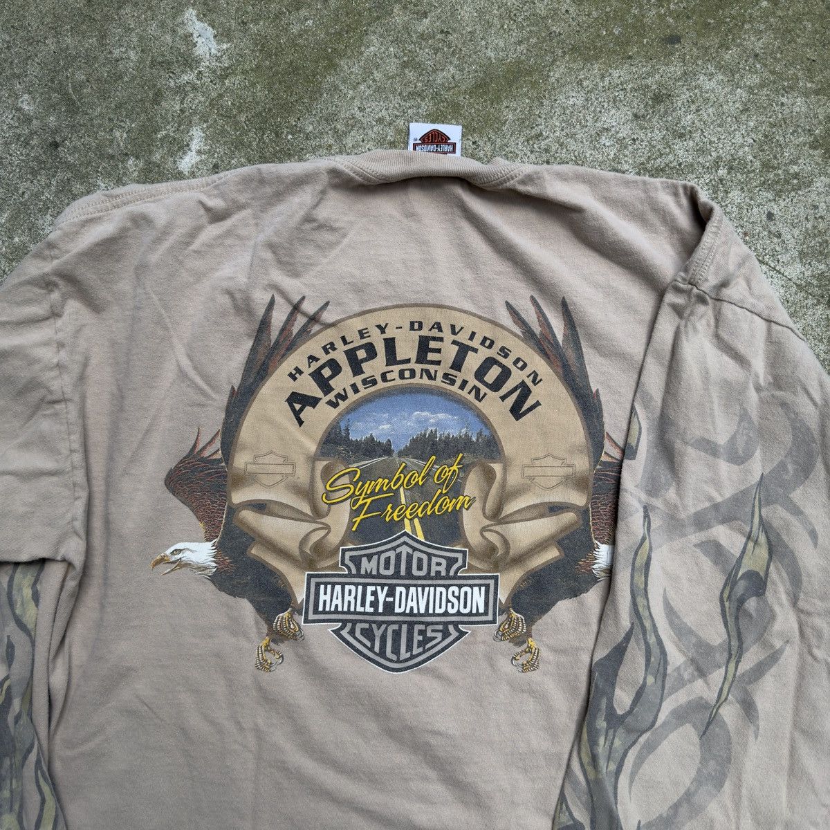 Harley Davidson Vintage Harley Davidson Beige Flame Longsleeve Size US XL / EU 56 / 4 - 10 Thumbnail