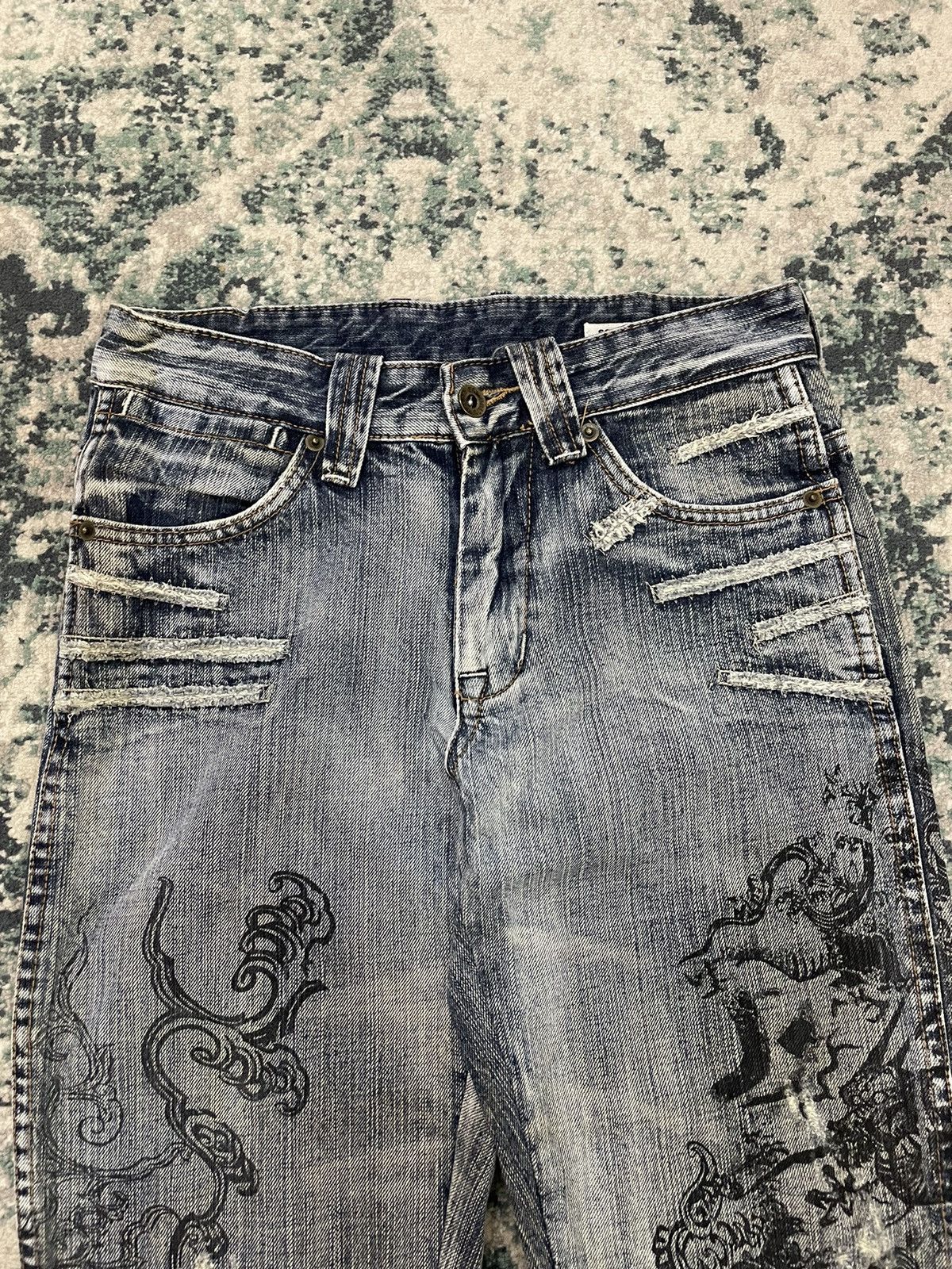 Vintage Semantic Design Paint X Distressed Flare Jeans