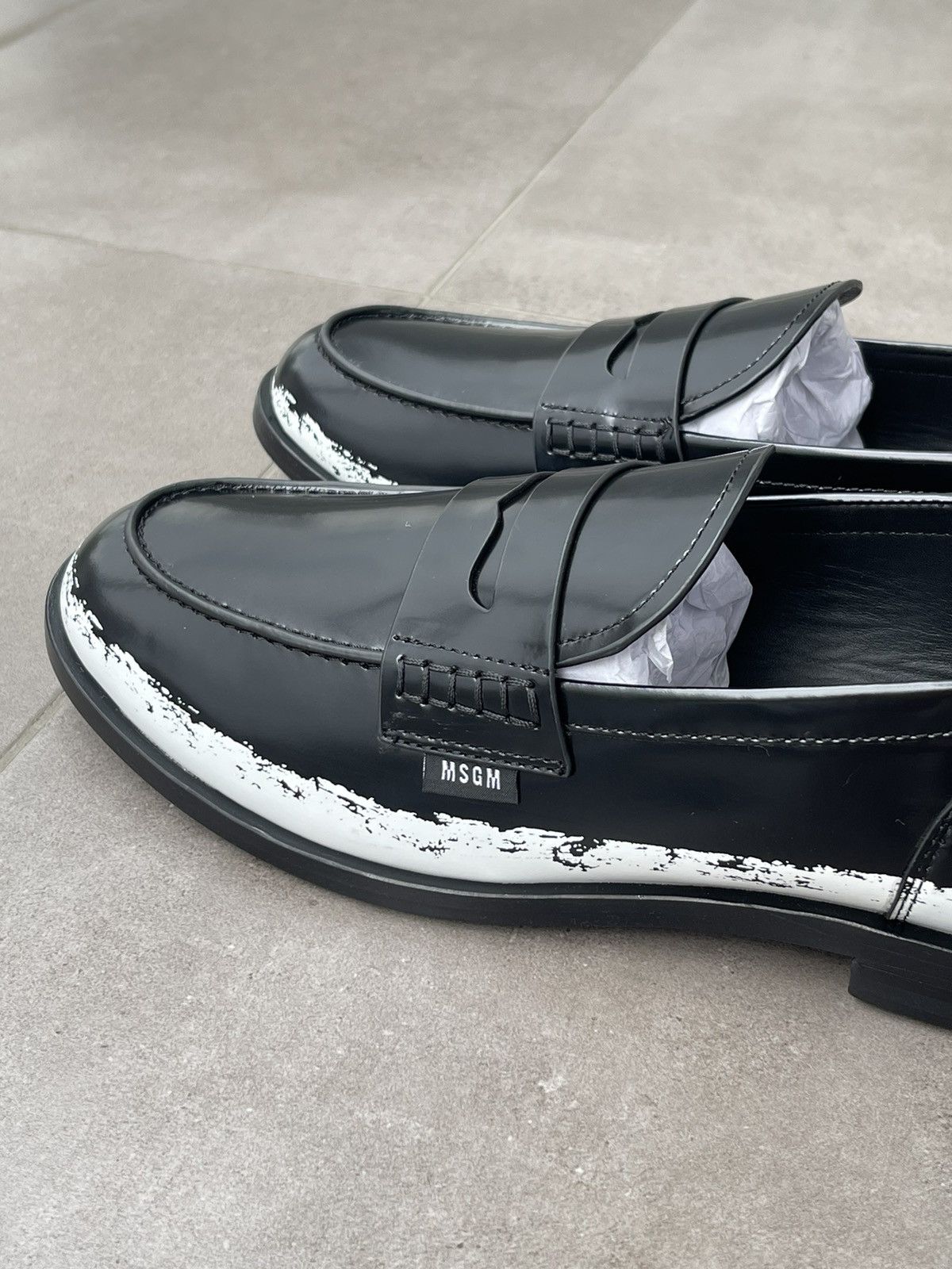 MSGM !DS! SS24 MSGM Black White Pattern Leather Loafers Size US 10 / EU 43 - 11 Thumbnail