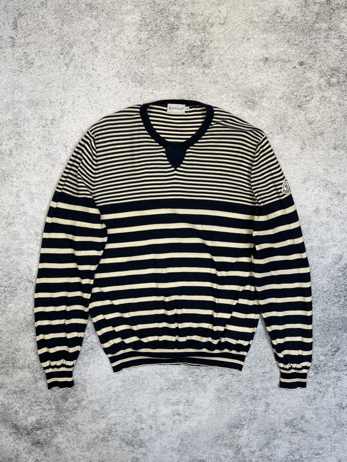 Image of Moncler Striped Sweatshirt Jumper Maglione Tricot Girocollo, Men's (Size XL)