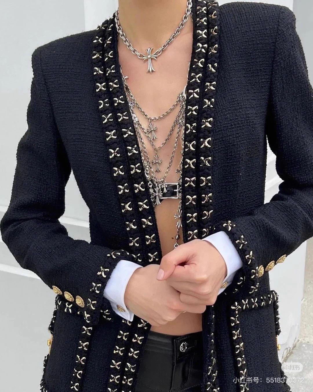Chanel Chanel 17a Black Vneck Woven Gold Clasp Coin Button Jacket Size XS / US 0-2 / IT 36-38 - 9 Thumbnail